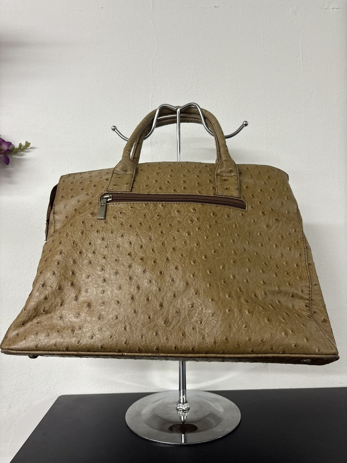 Handmade Birkin Style Hand Bag Ostrich Leather Size ONE SIZE - 6 Thumbnail