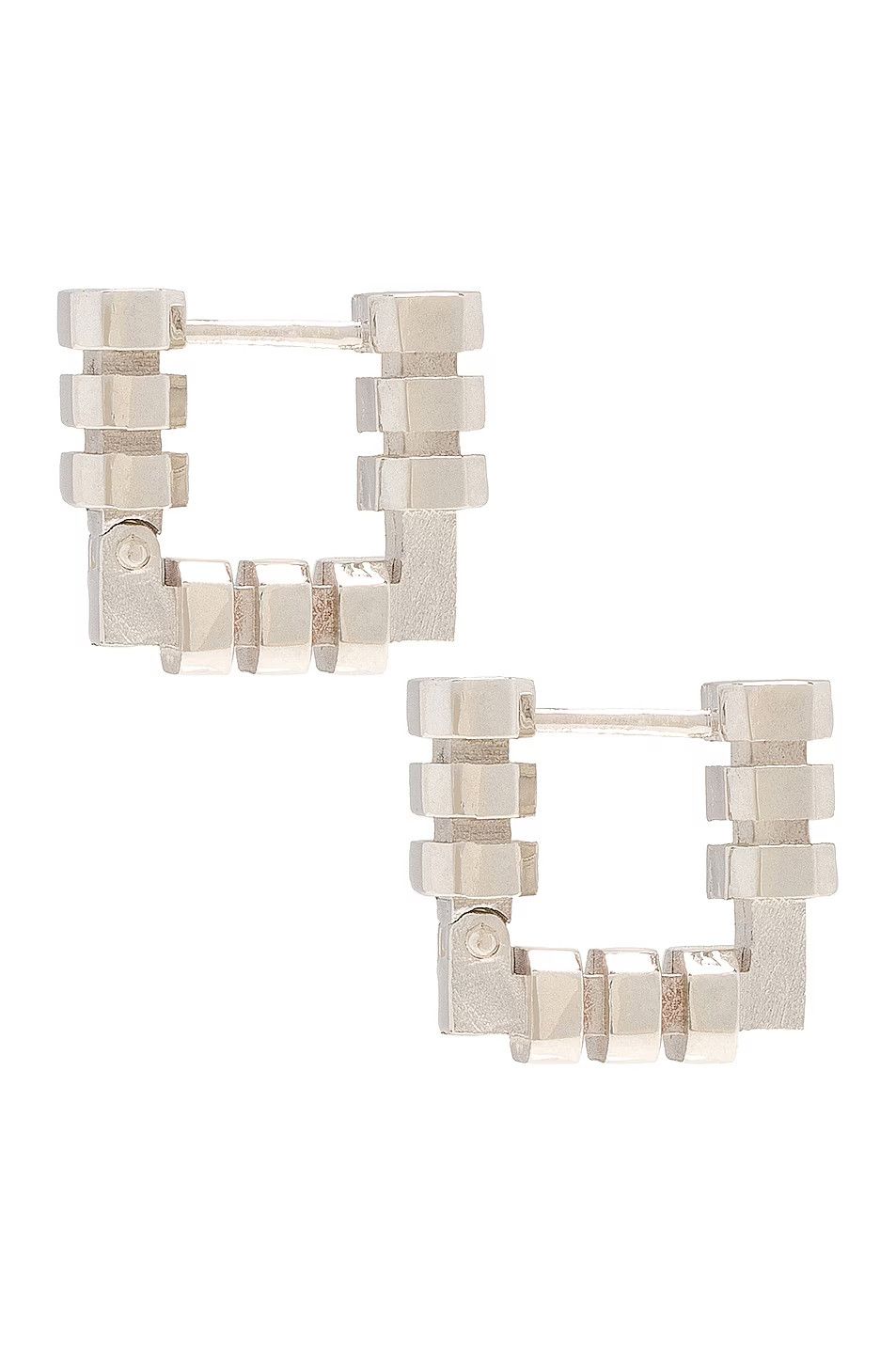 BOTTEGA VENETA Brick Sterling silver square hoop earrings q