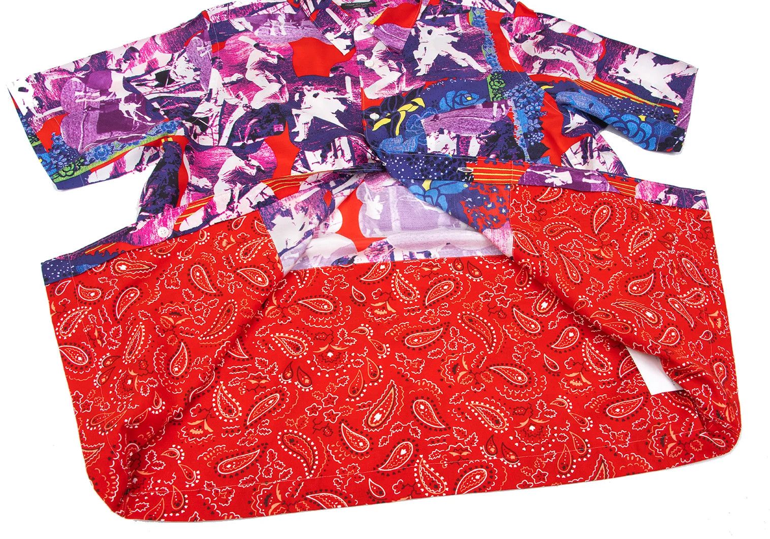 Comme des Garcons Homme Plus Silk Graphic Print Short Sleeve Shirt Multi Color M Size US M / EU 48-50 / 2 - 10 Thumbnail