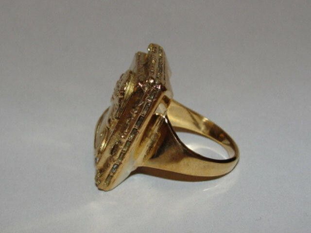 Handmade 14 kt Gold Vermeil over Sterling Silver Georgian Cameo Ring Size ONE SIZE - 3 Thumbnail