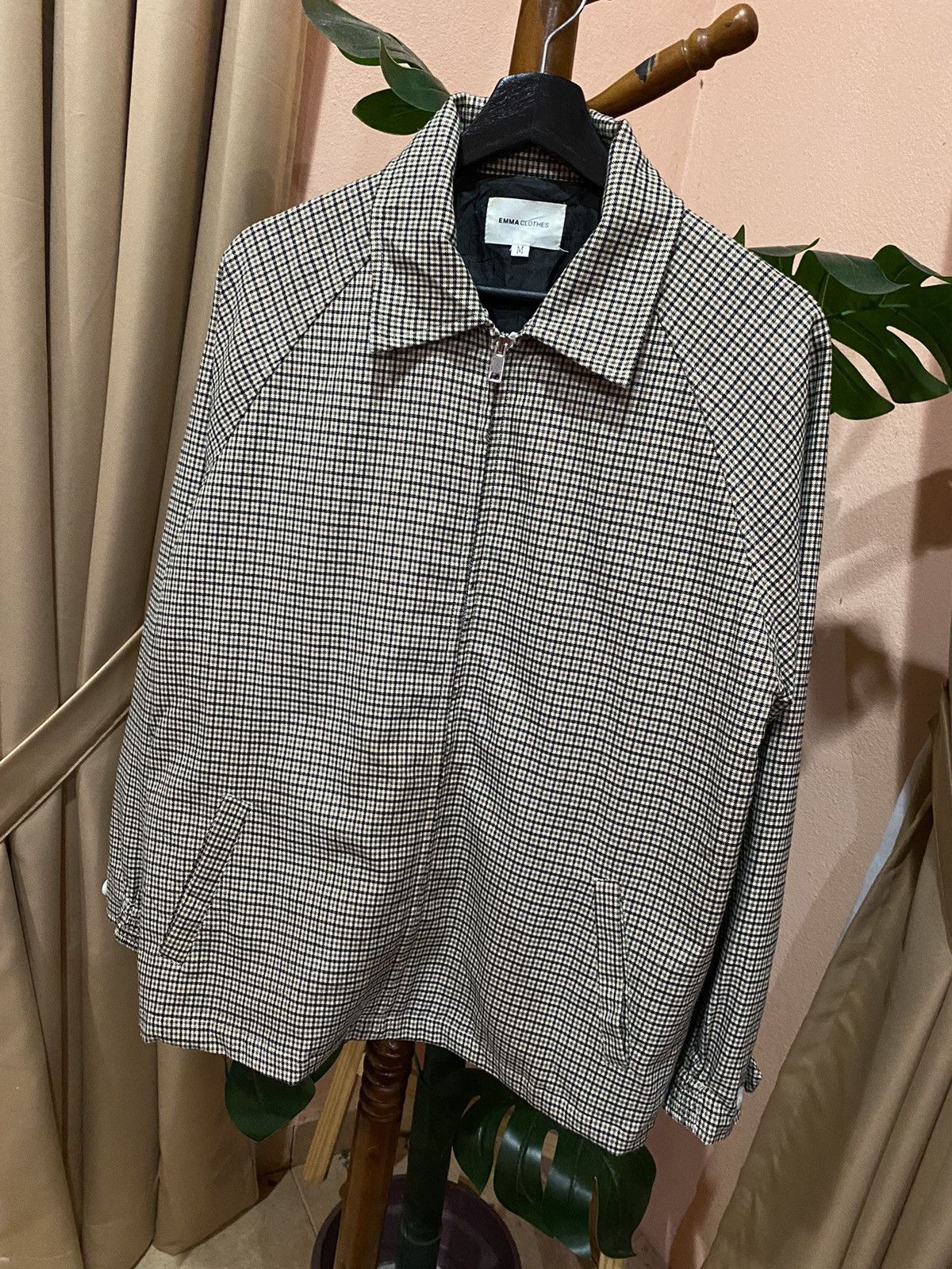 Japanese Brand Emma Clothes Plaid Jacket - Beige Checkered Zip-Up - Unisex Size US M / EU 48-50 / 2 - 2 Thumbnail