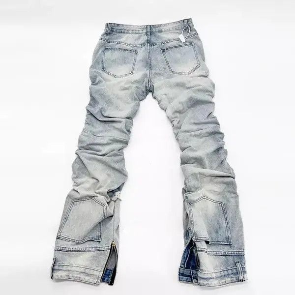 Japanese Brand Designer form-fitting holey pleated jeans trousers y2k 90’s Size US 30 / EU 46 - 2 Thumbnail
