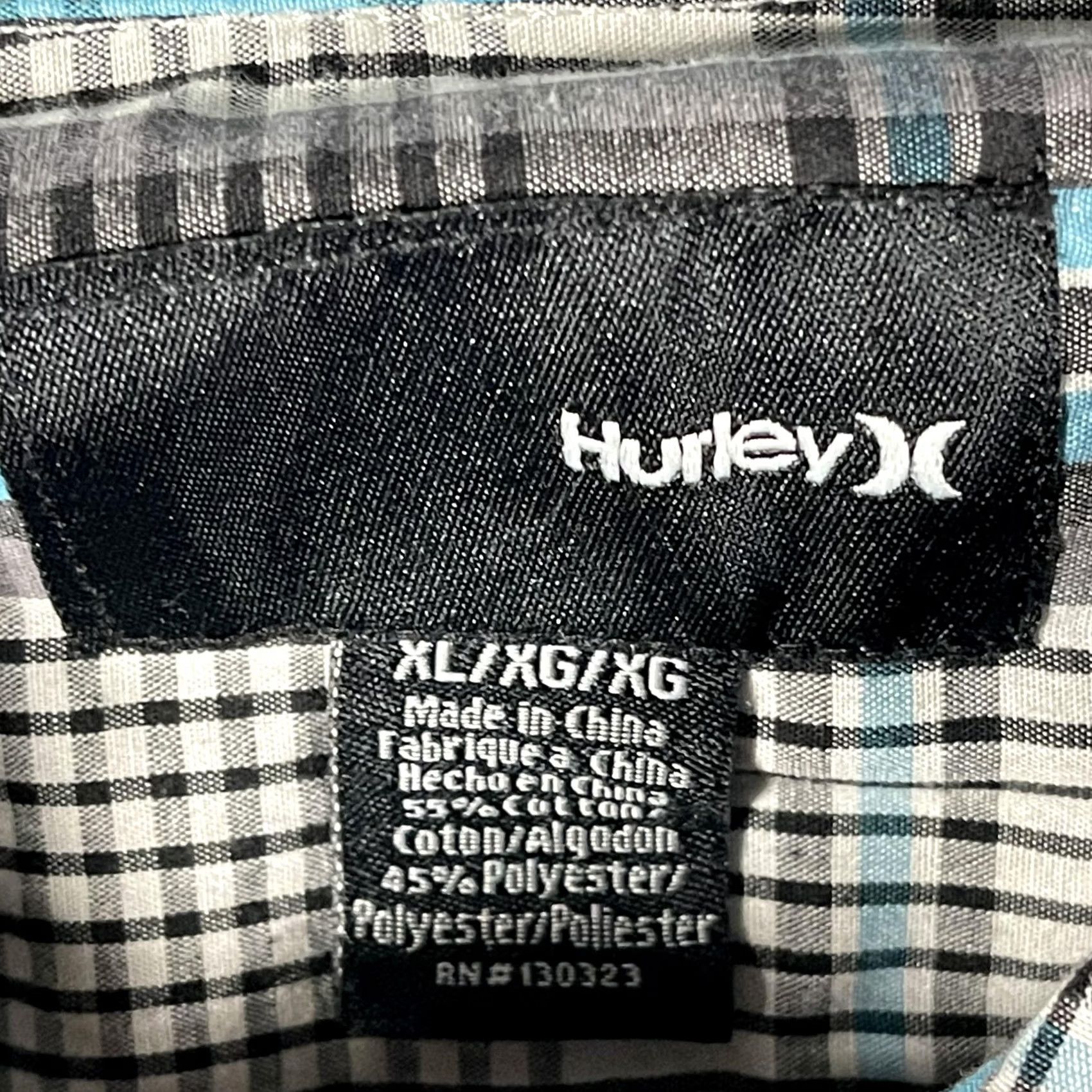 Hurley Hurley Button Up Shirt Mens XL Plaid Short Sleeve Surf Skate Casual Multicolor Blue/Black Size US XL / EU 56 / 4 - 4 Thumbnail