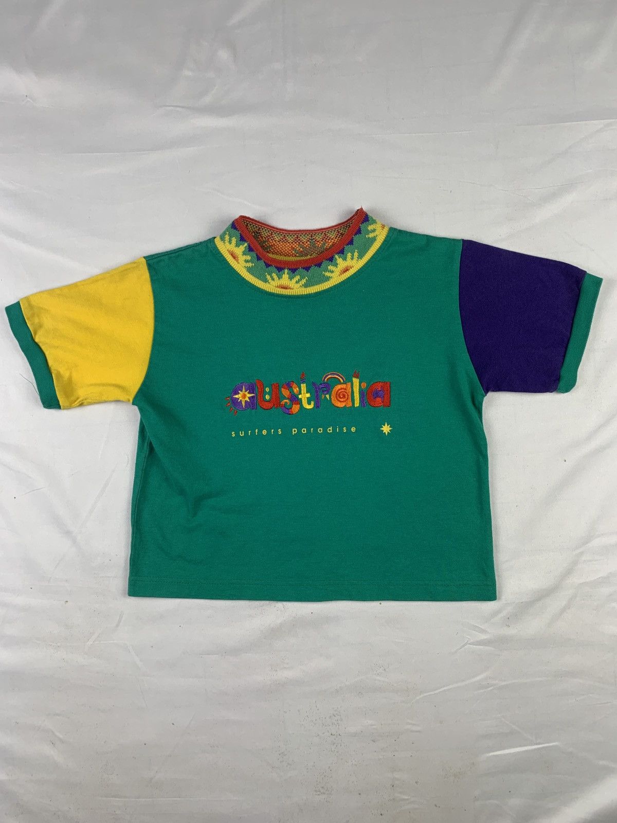 Japanese Brand 2000s Australia Multicolor Embroidered Ringer Baby Tee Size XS / US 0-2 / IT 36-38 - 1 Thumbnail