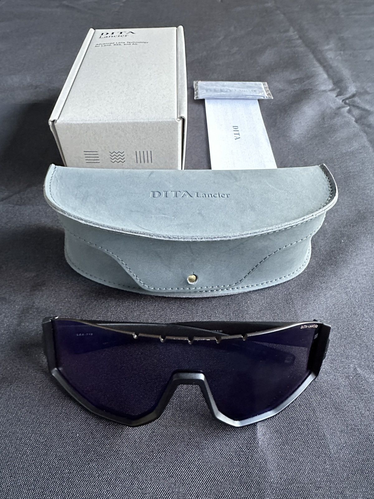 Dita DITA Lancier DLS 719 Shield Sunglasses Matte Black Blue Size ONE SIZE - 1 Thumbnail