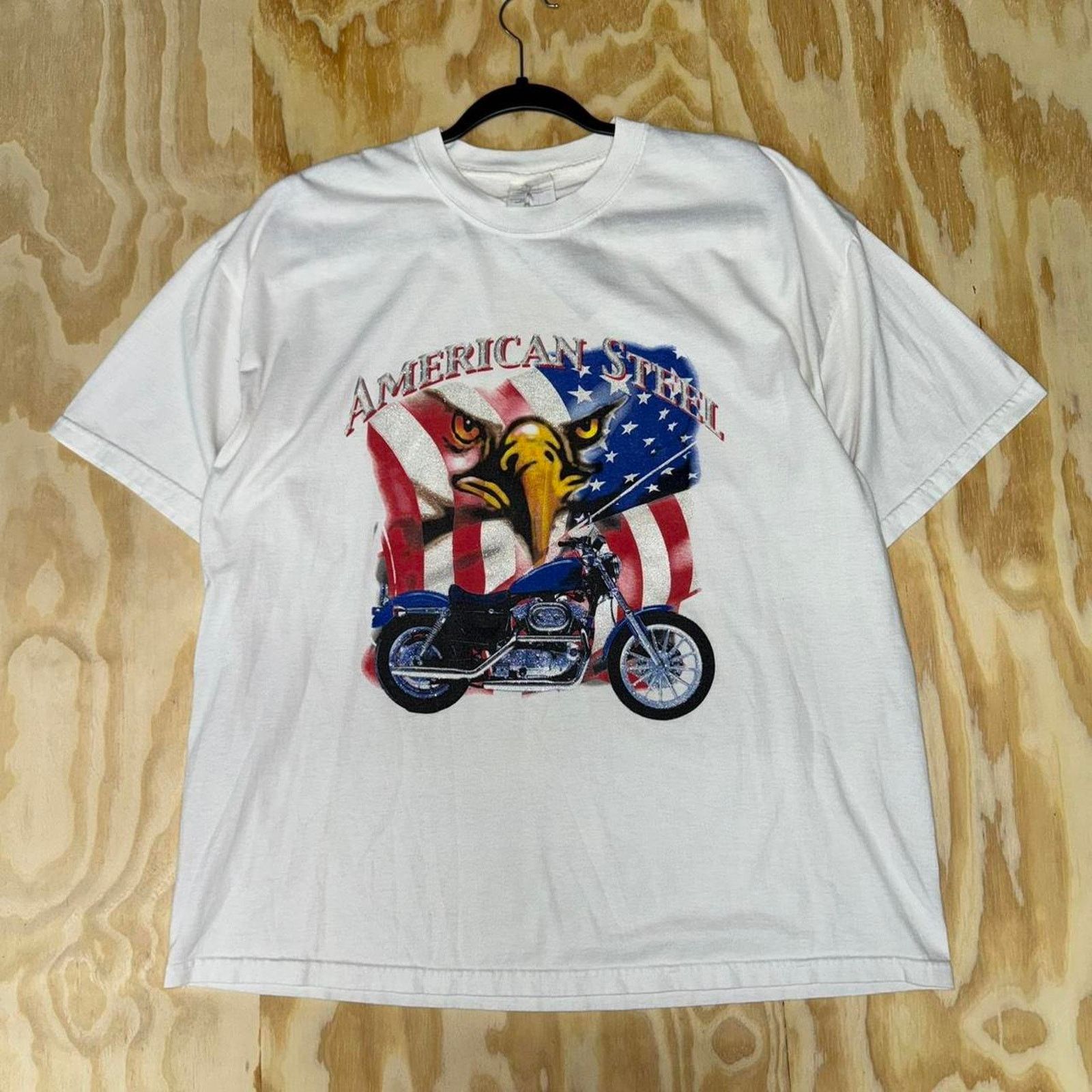 Vintage Vintage y2k american steel motorcycle american flag t-shirt Size US XL / EU 56 / 4 - 1 Thumbnail