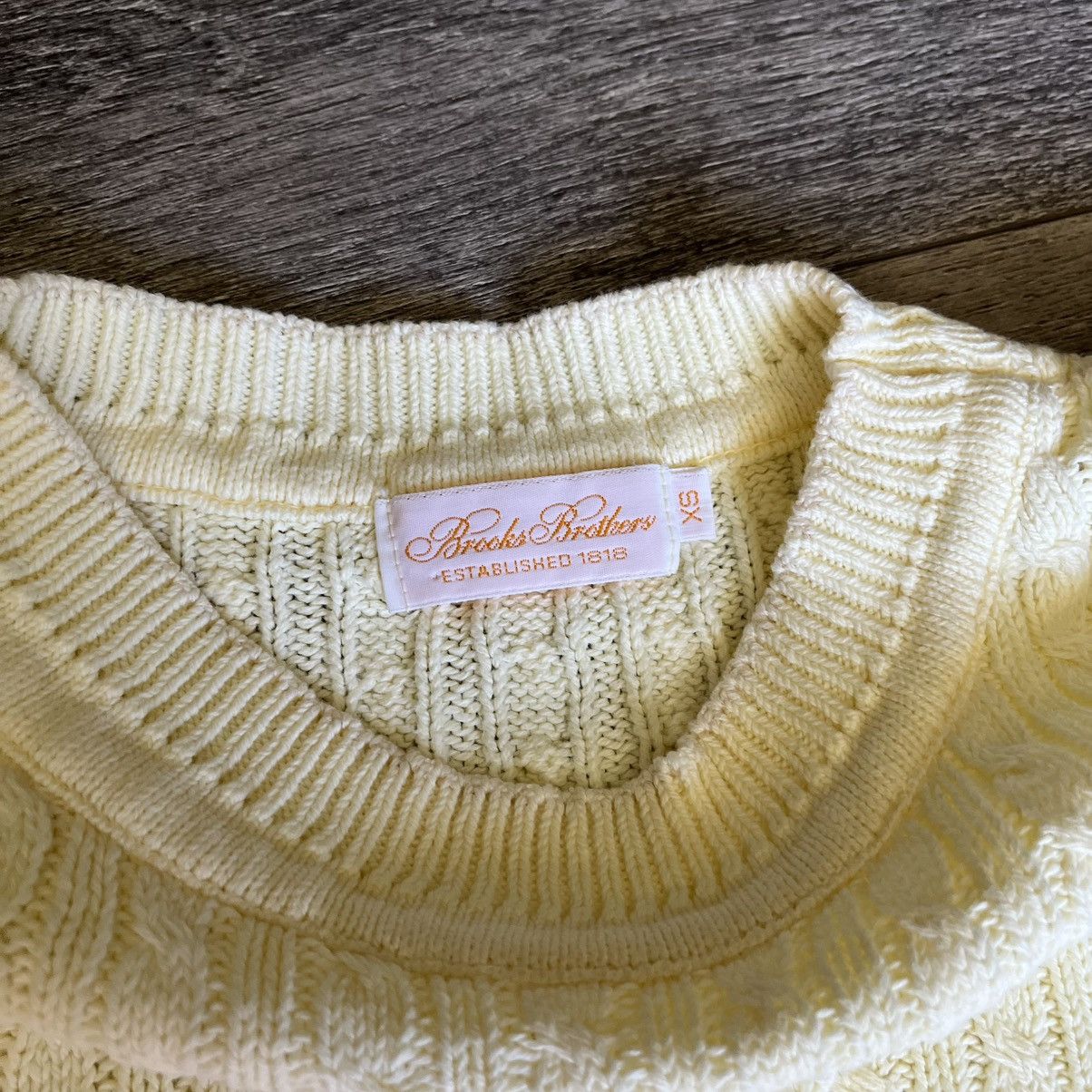Brooks Brothers Vintage Brooks Brothers Pale Yellow Cable Knit Rope Sweater Size XS / US 0-2 / IT 36-38 - 5 Thumbnail