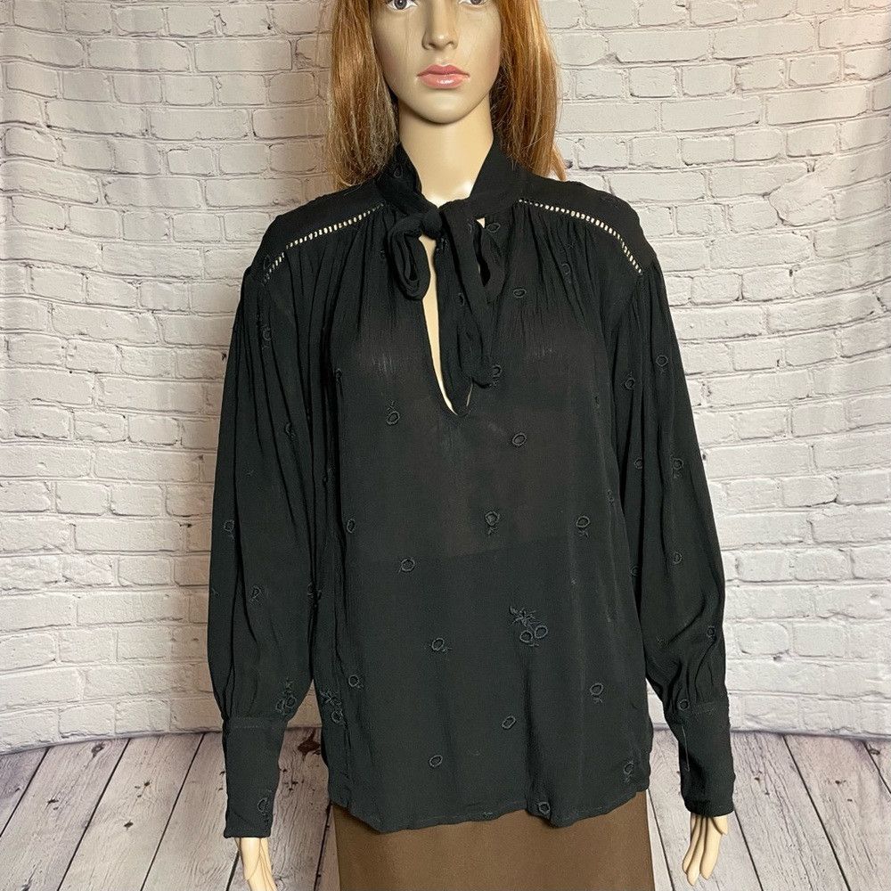 Free People NWT New Free People Black Wishful Moments Blouse Size XS Size XS / US 0-2 / IT 36-38 - 3 Thumbnail