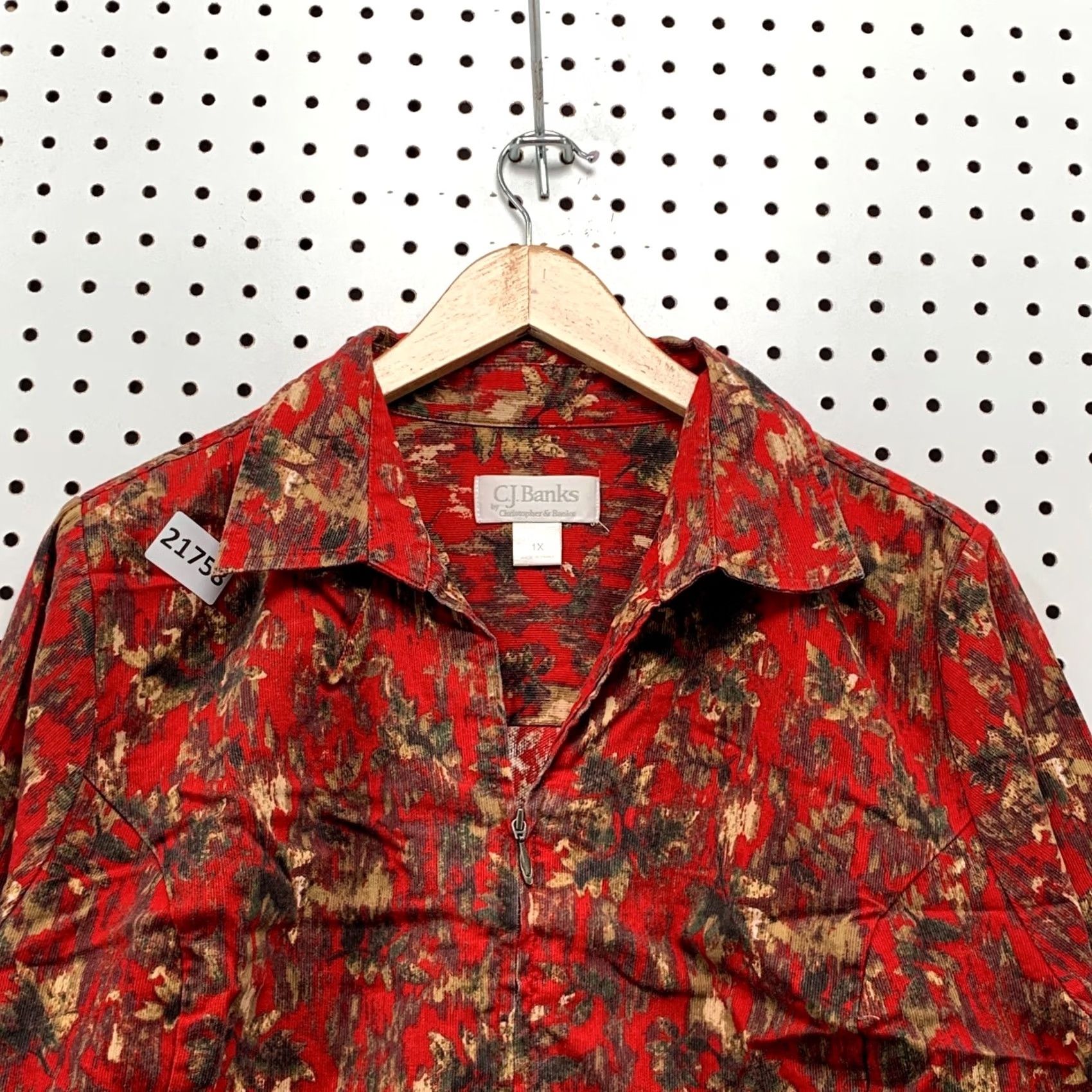 Vintage C.J Banks Full Zip Red Abstract Jacket Collared Womens Plus Size 1X 24x28.5 Size XL / US 12-14 / IT 48-50 - 7 Thumbnail
