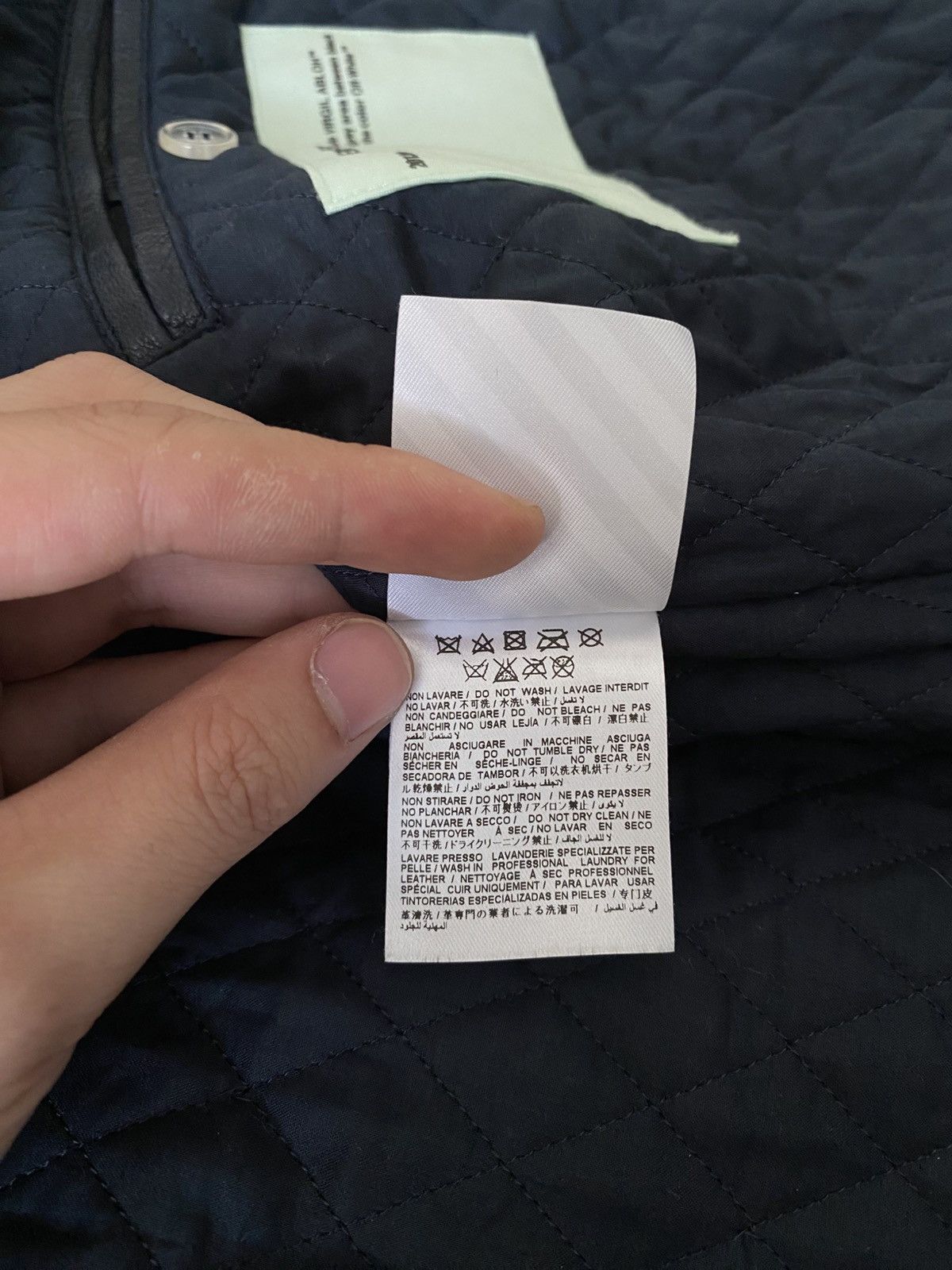 Off-White Off-White Aviator Bomber Leather Jacket Navy XL Size US XL / EU 56 / 4 - 14 Thumbnail