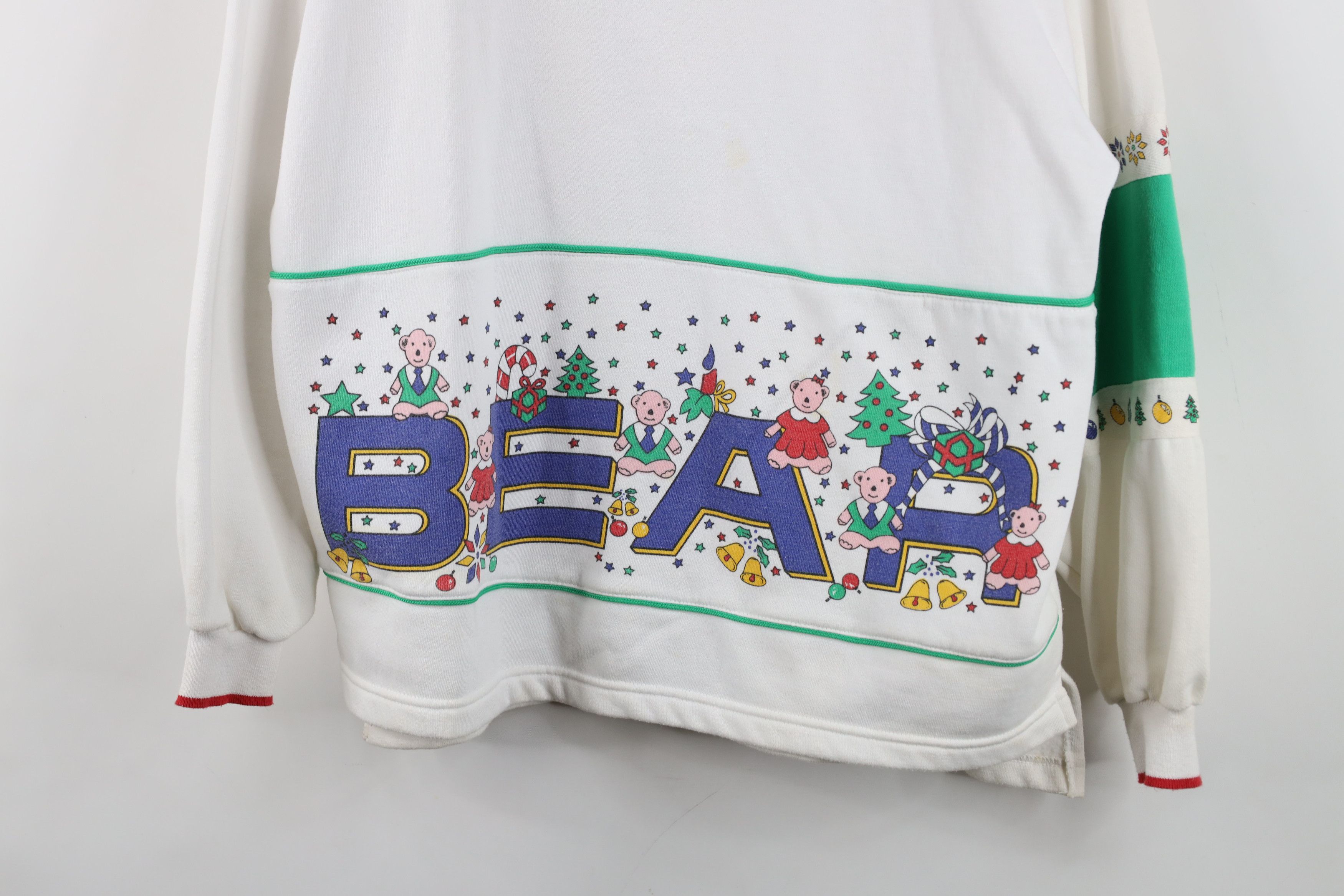 Vintage Vintage 90s Streetwear Christmas Bear Sweatshirt White Size L / US 10 / IT 46 - 3 Thumbnail