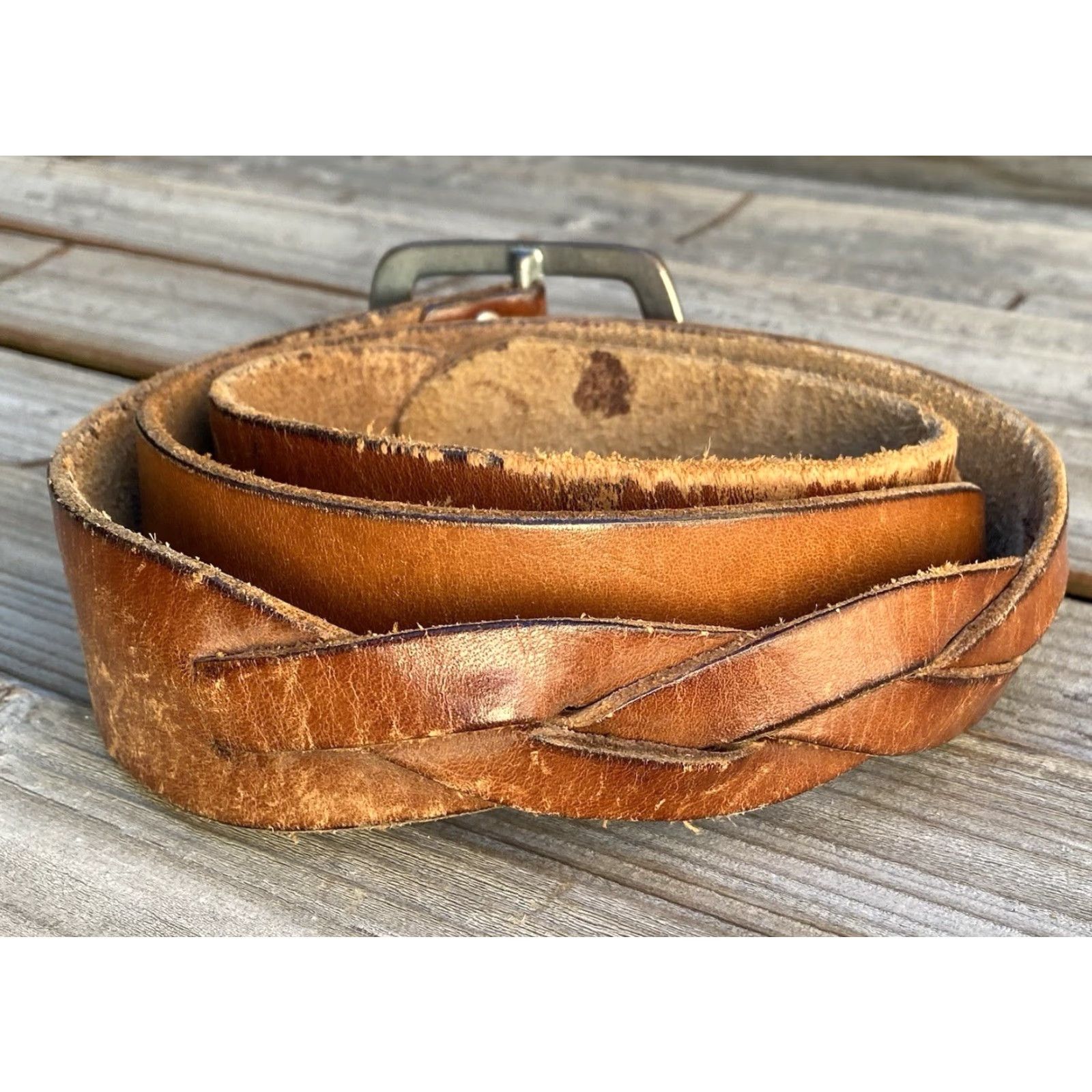 Abercrombie & Fitch VINTAGE Abercrombie & Fitch leather belt Mens 38 Brown Leather Boho 1990s 2000s Y2K Casual Belt Size ONE SIZE - 4 Thumbnail