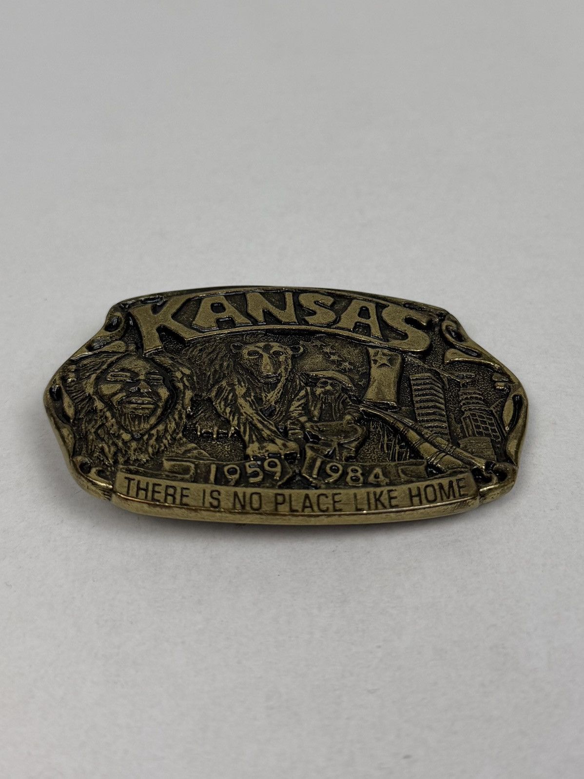 Other KANSAS THERE IS NO PLACE LIKE HOME Brass Belt Buckle 1984 Size ONE SIZE - 5 Thumbnail