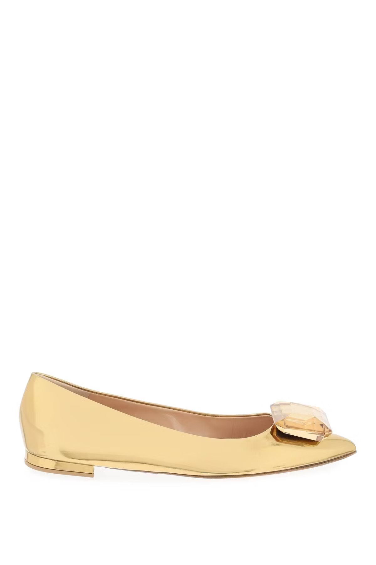 image of Gianvito Rossi O1S22I1N0524 Jaipur Ballet Flats In Gold, Women's (Size 7)