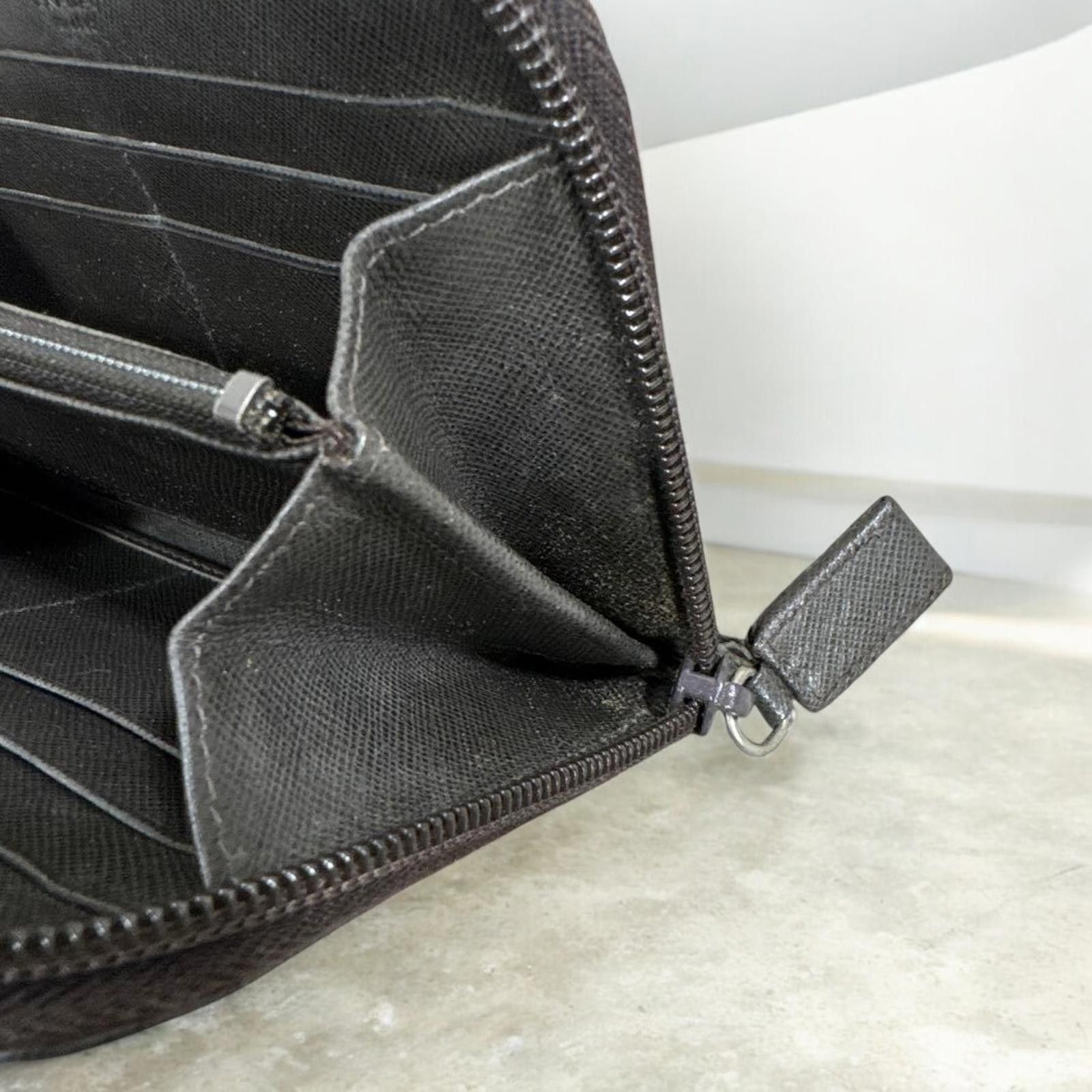 Prada Prada - Leather Zip Around Wallet in Black Size ONE SIZE - 9 Thumbnail