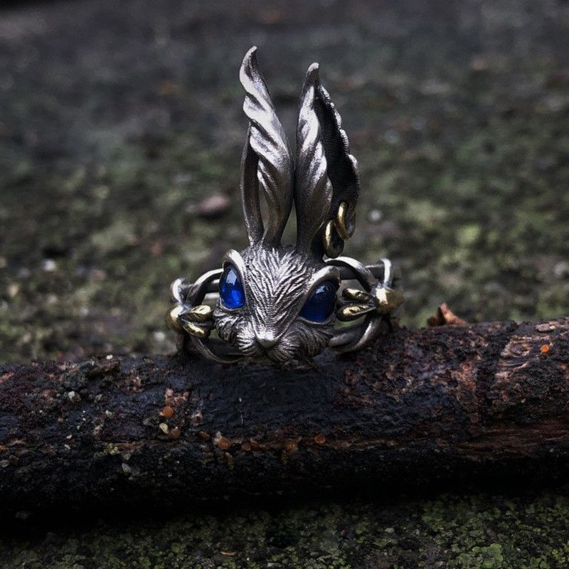 Jewelry Rabbit Punk Jewelry Rings Open Size Chrome Ring (Size 7-13) Size ONE SIZE - 3 Thumbnail