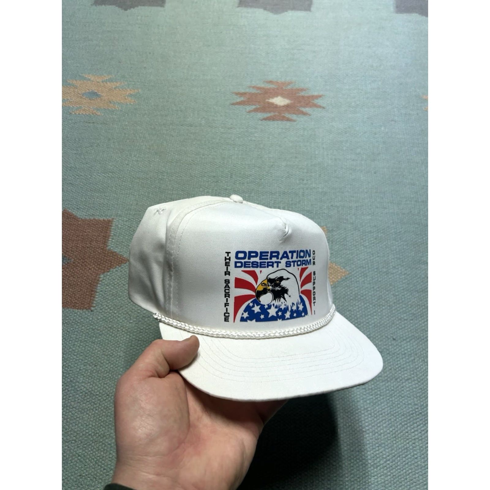 Vintage VINTAGE SnapBack Hat Cap Operation Desert Storm Eagle USA Military Army White Men Adjustable Cap Size ONE SIZE - 2 Thumbnail