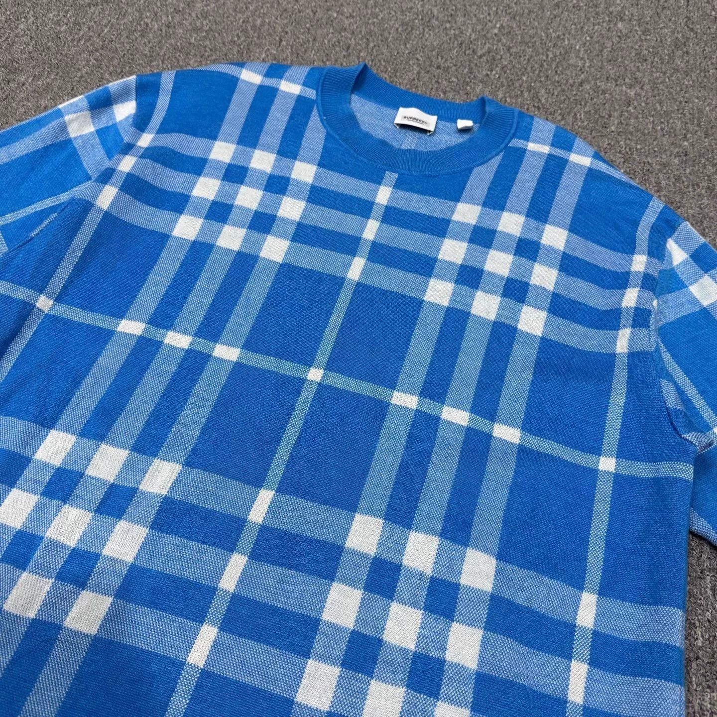 Burberry Burberry Blue Check Knit Short-Sleeve L Size US L / EU 52-54 / 3 - 3 Thumbnail