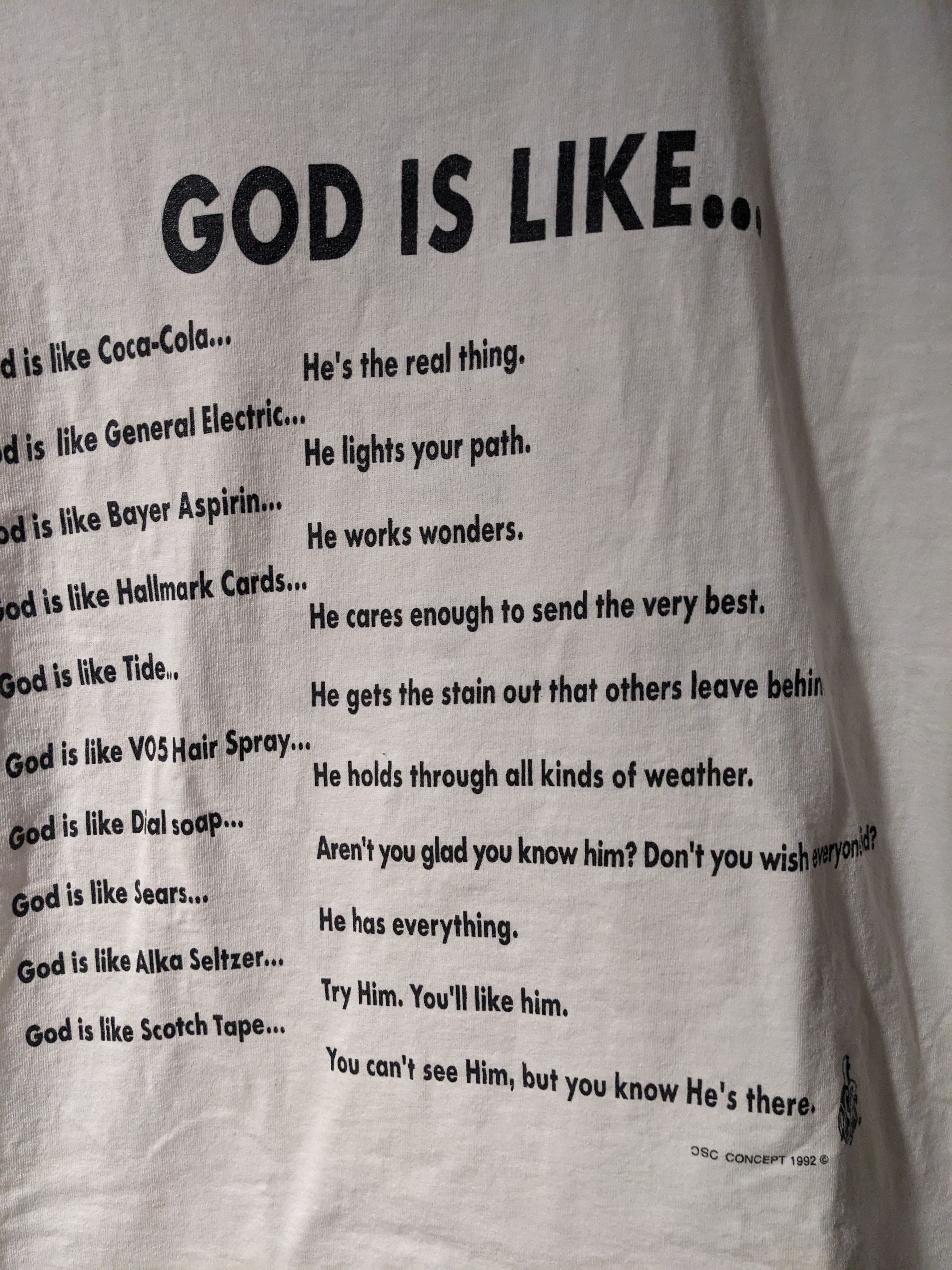 Vintage Vintage 1992 God is Like Humor Comedy Funny Religion T-Shirt Size US XL / EU 56 / 4 - 2 Thumbnail