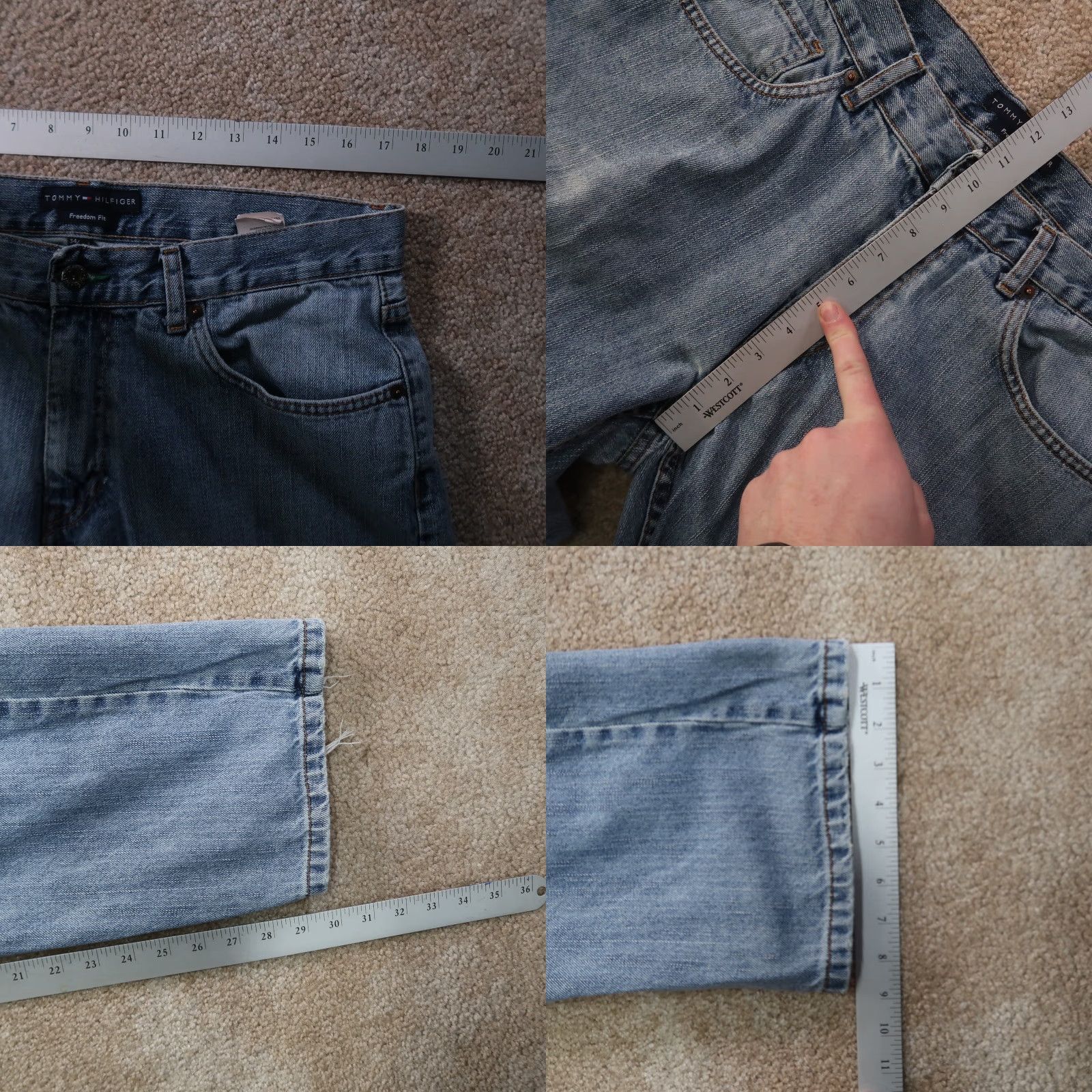 Tommy Hilfiger Tommy Hilfiger relaxed Jeans Men 34x30 Blue Distressed Denim Straight 5-Pocket Zip Button Vintage: No 80s 90s Theme Mens Jeans Size US 34 / EU 50 - 9 Thumbnail