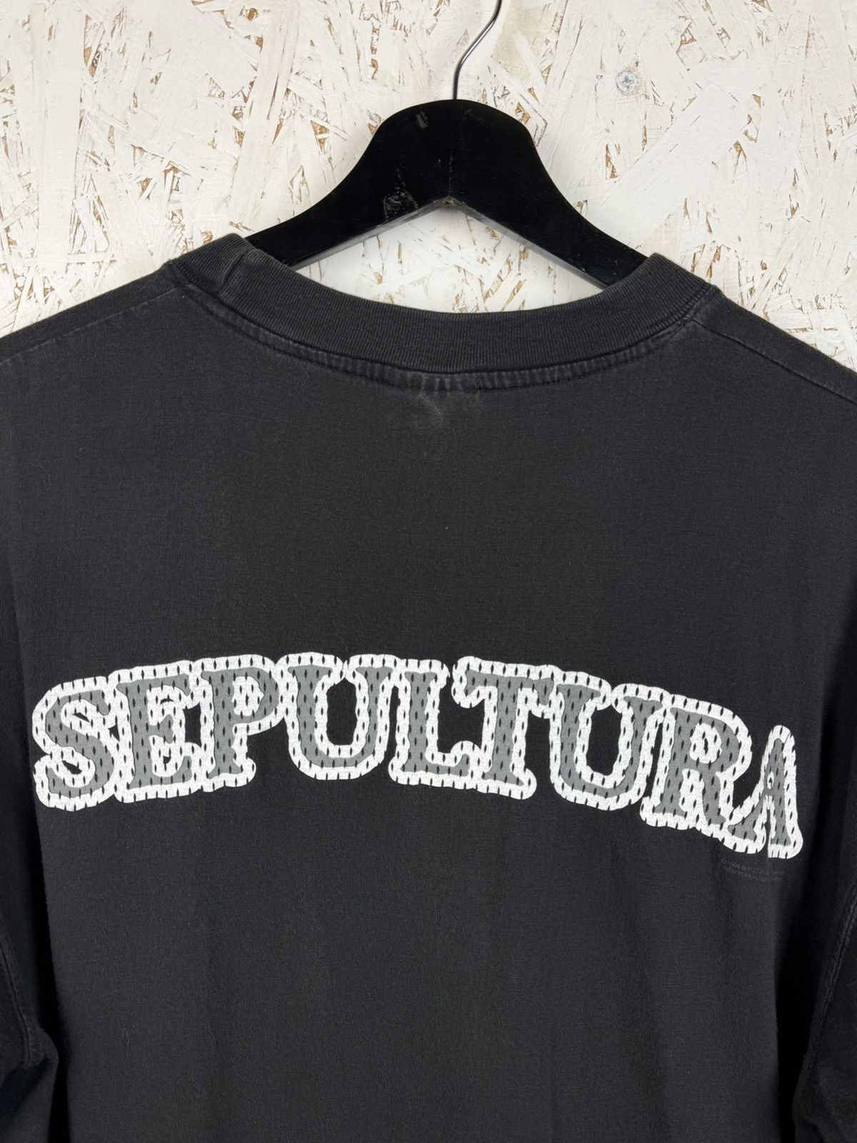Band Tees 90s Vintage Sepultura 1997 Mesh Print Blue Grape Metal Tee Size US XL / EU 56 / 4 - 7 Thumbnail