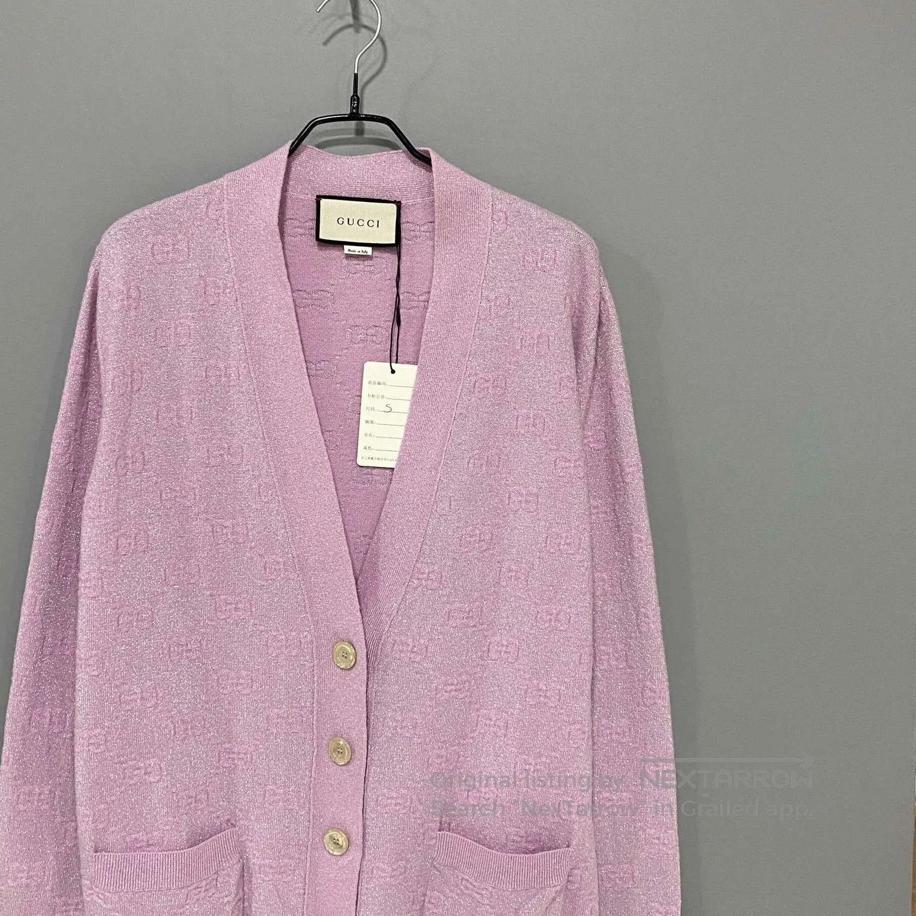 Gucci Gucci Light Purple Silver Thread Cardigan. Size S / US 4 / IT 40 - 2 Thumbnail