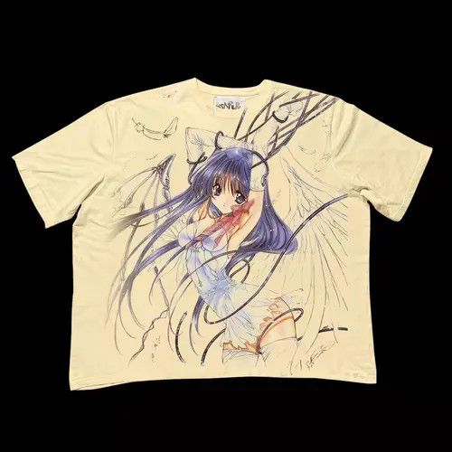 VIBE White Loose Hand Painted y2k Short Sleeve T-Shirt Size US M / EU 48-50 / 2 - 8 Thumbnail