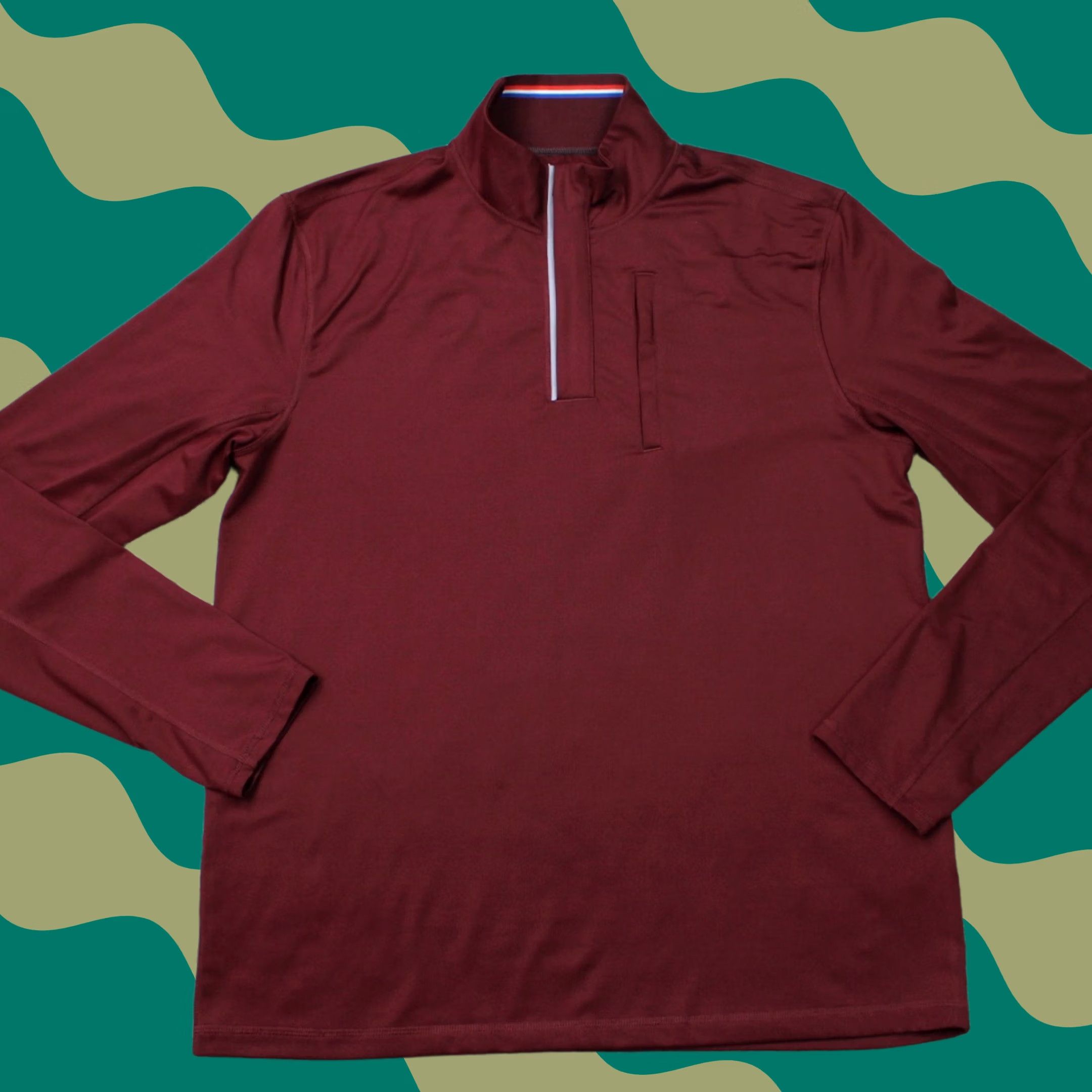 Vintage Fourlaps Mens Sweatshirt Red 1/4 Zip Long Sleeve Pullover Polyester Spandex Crew Neck L/S Size US M / EU 48-50 / 2 - 1 Thumbnail