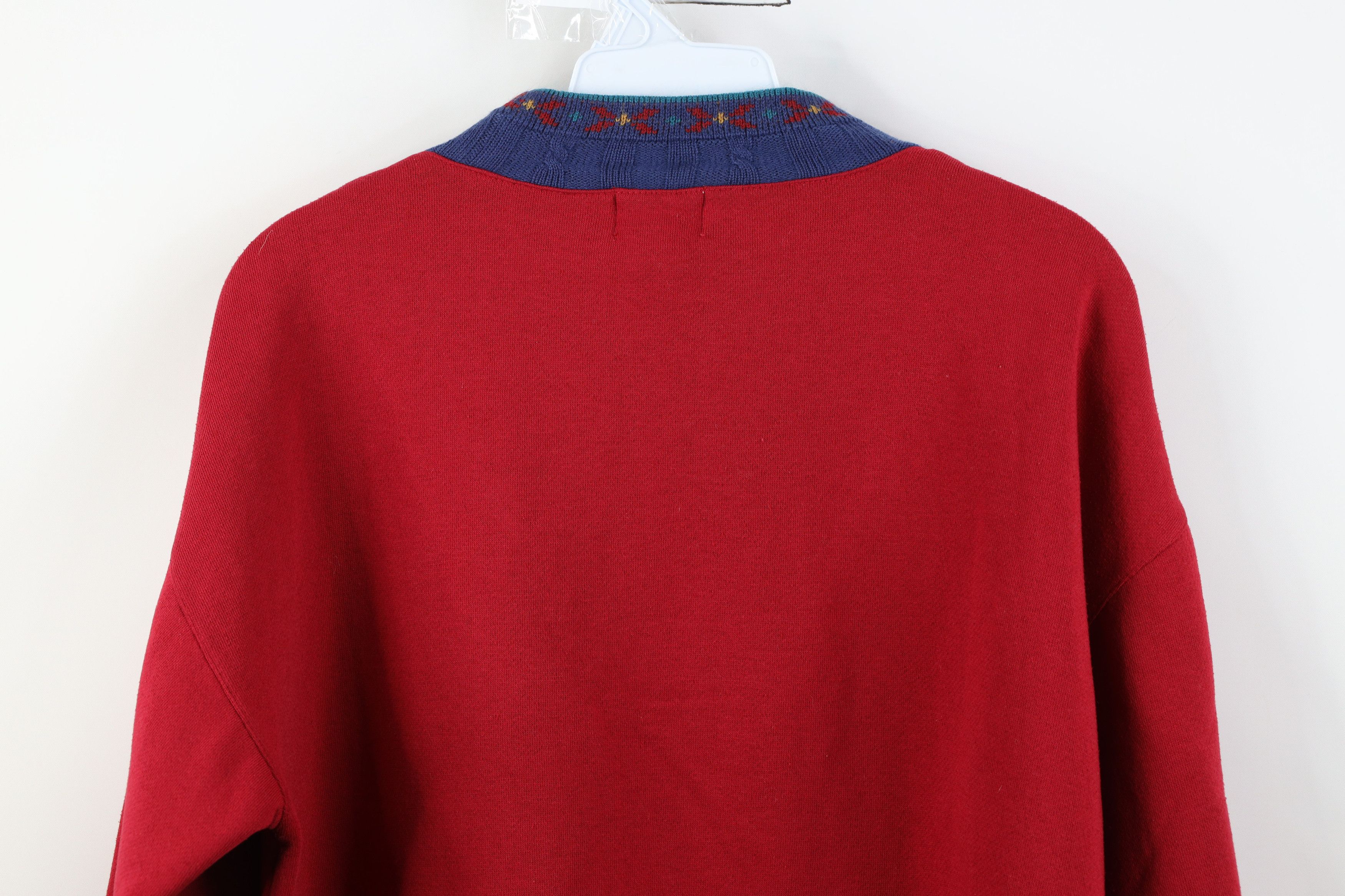 Vintage Vintage 90s Streetwear Argyle Mock Neck Sweatshirt Red Size M / US 6-8 / IT 42-44 - 13 Thumbnail