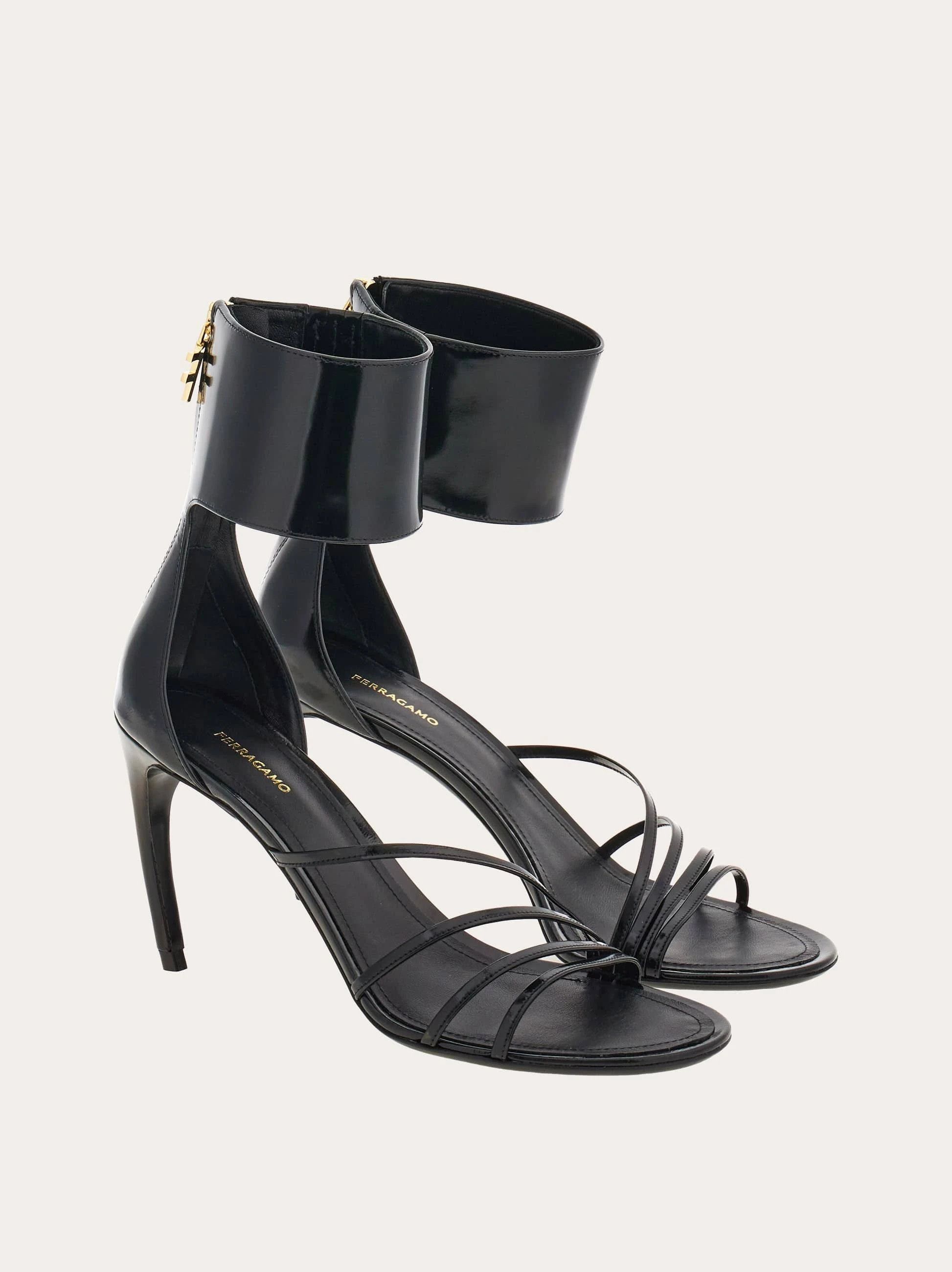Salvatore Ferragamo o1s1rm0924 Curved Heel Sandals in Black Size US 8.5 / IT 38.5 - 4 Thumbnail