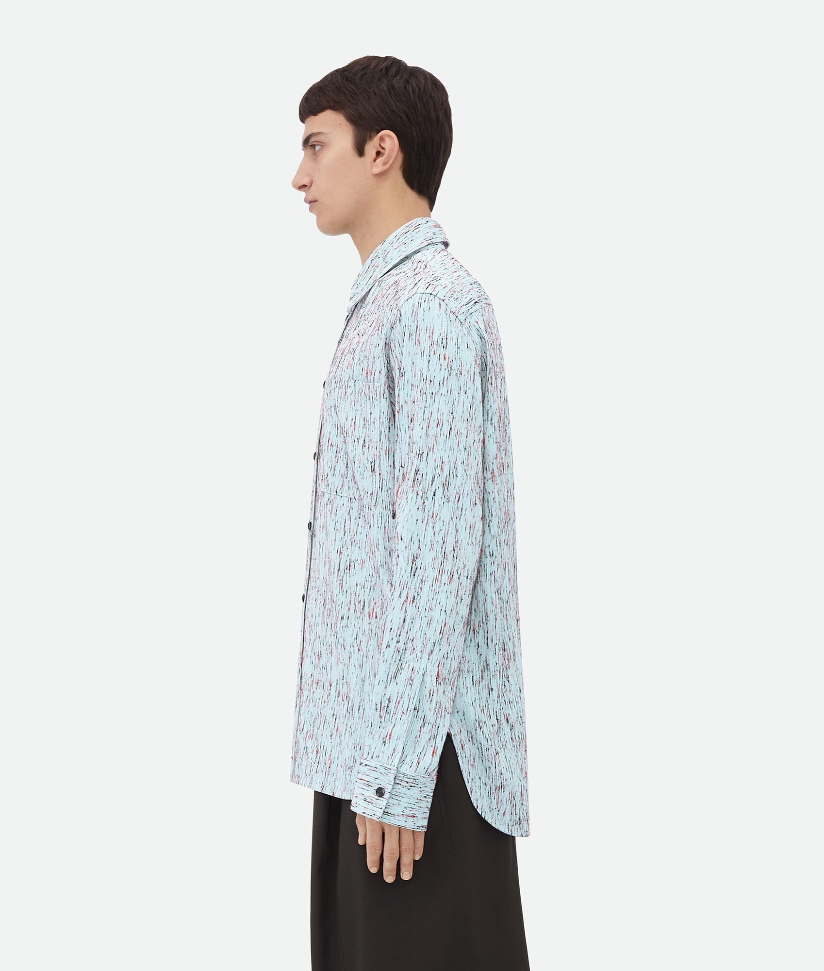 Bottega Veneta o1w1db10825 Textured Viscose Stripe Shirt "BV" Embroidery Size US M / EU 48-50 / 2 - 2 Thumbnail