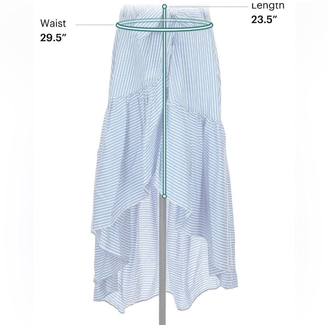 Other Italian Blue Asymmetrical Striped Skirt with Tie Front Size 30" / US 8 / IT 44 - 3 Thumbnail