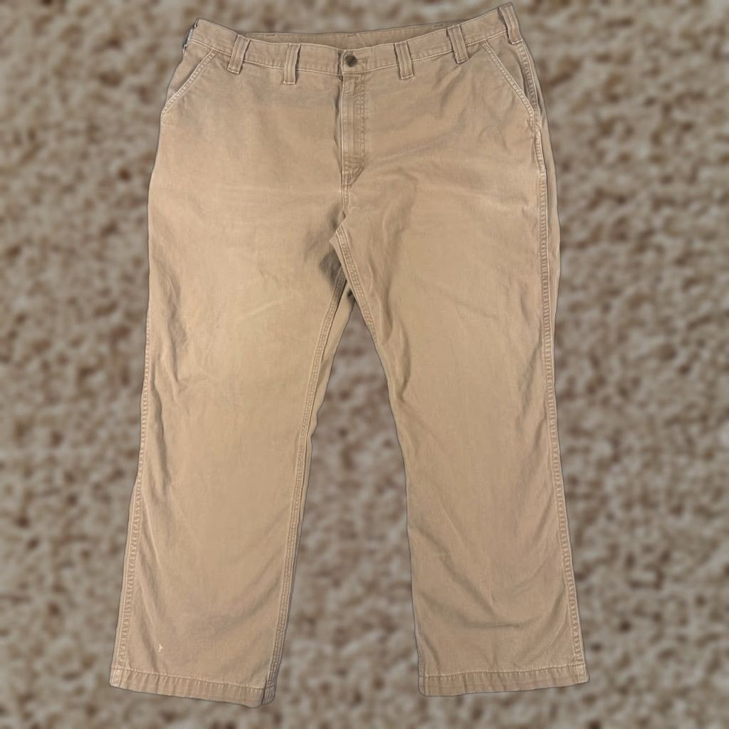 Carhartt Pants Men 44 Beige Relaxed Fit Twill 5 Pocket Work 100% Cotton 41x29 Mens