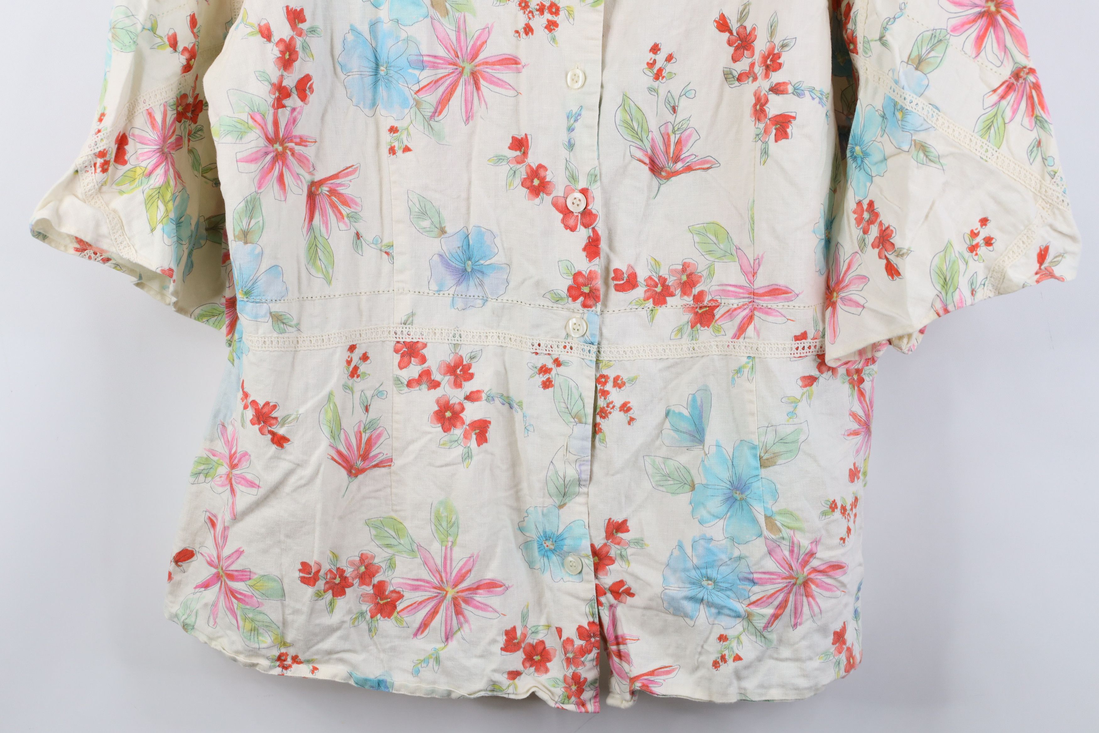 Vintage Vintage 90s Y2K Streetwear Flared Sleeve Flower Button Shirt Size XXL / US 16-18 / IT 52-54 - 3 Thumbnail