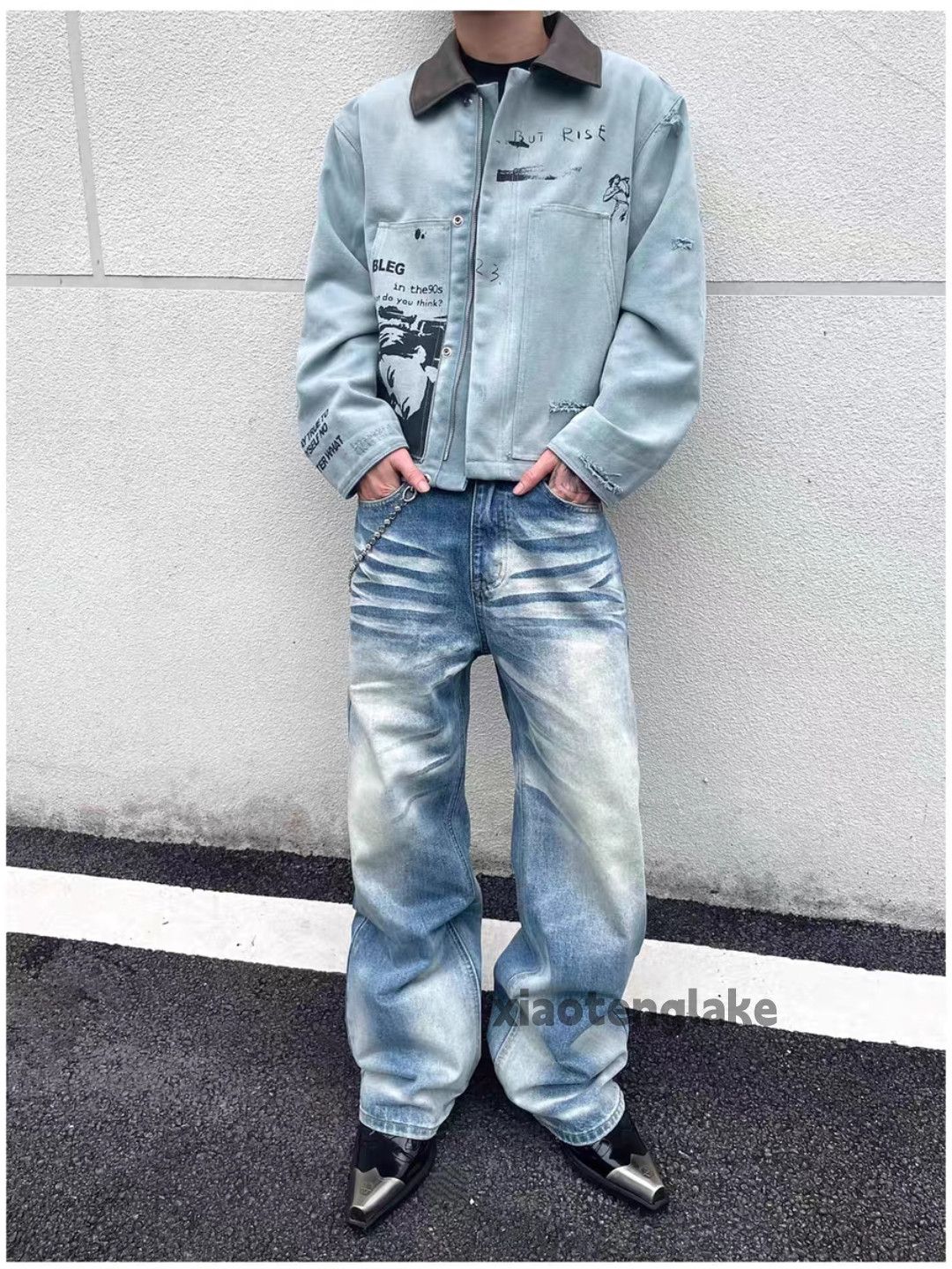 Jean Unisex washed faded cleanfit yuppie y2k baggy jeans Size US 28 / EU 44 - 13 Thumbnail