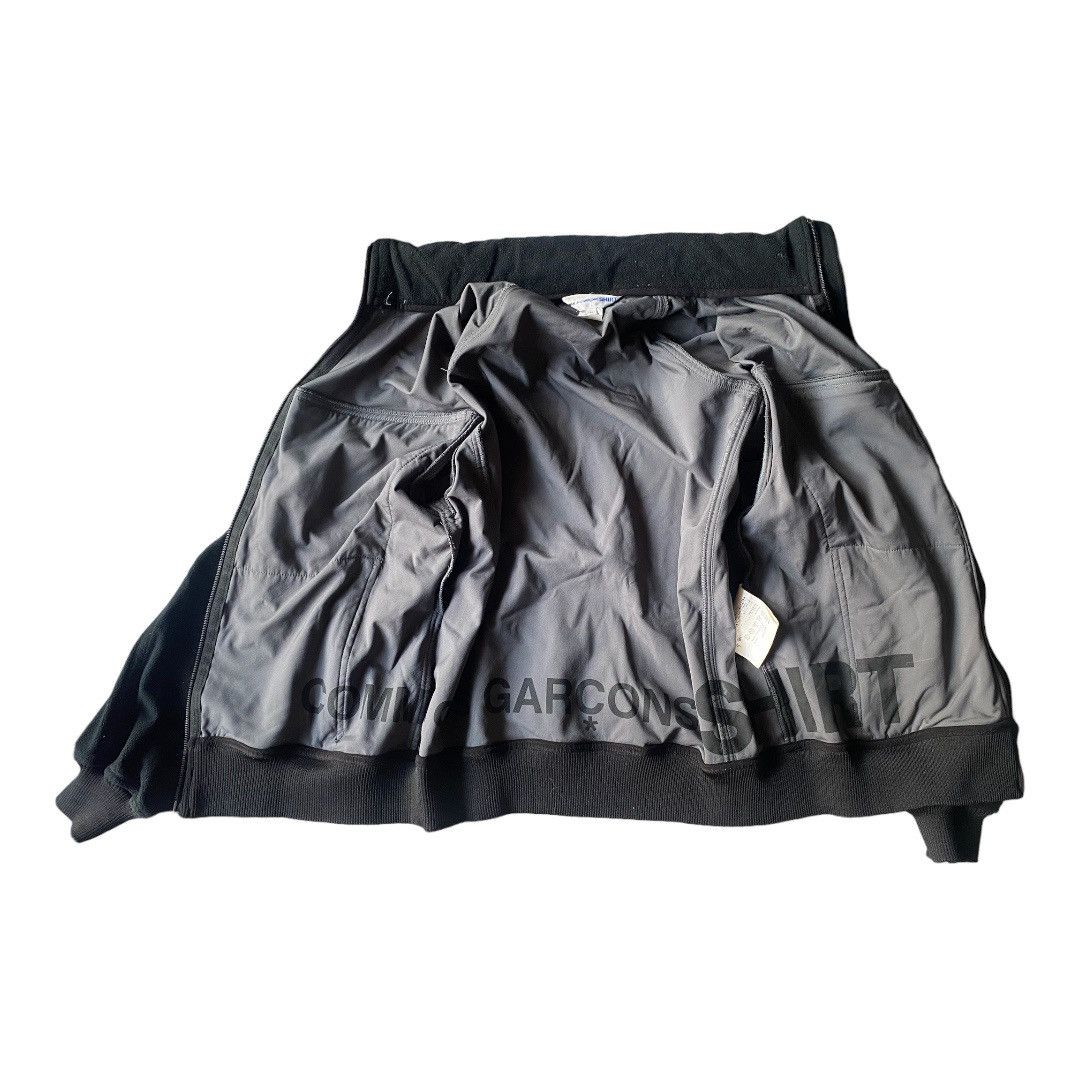 image of Comme Des Garcons x Comme Des Garcons Shirt 2008 Mesh Panelled Hoodie Micro Fleece Jacket in Black 