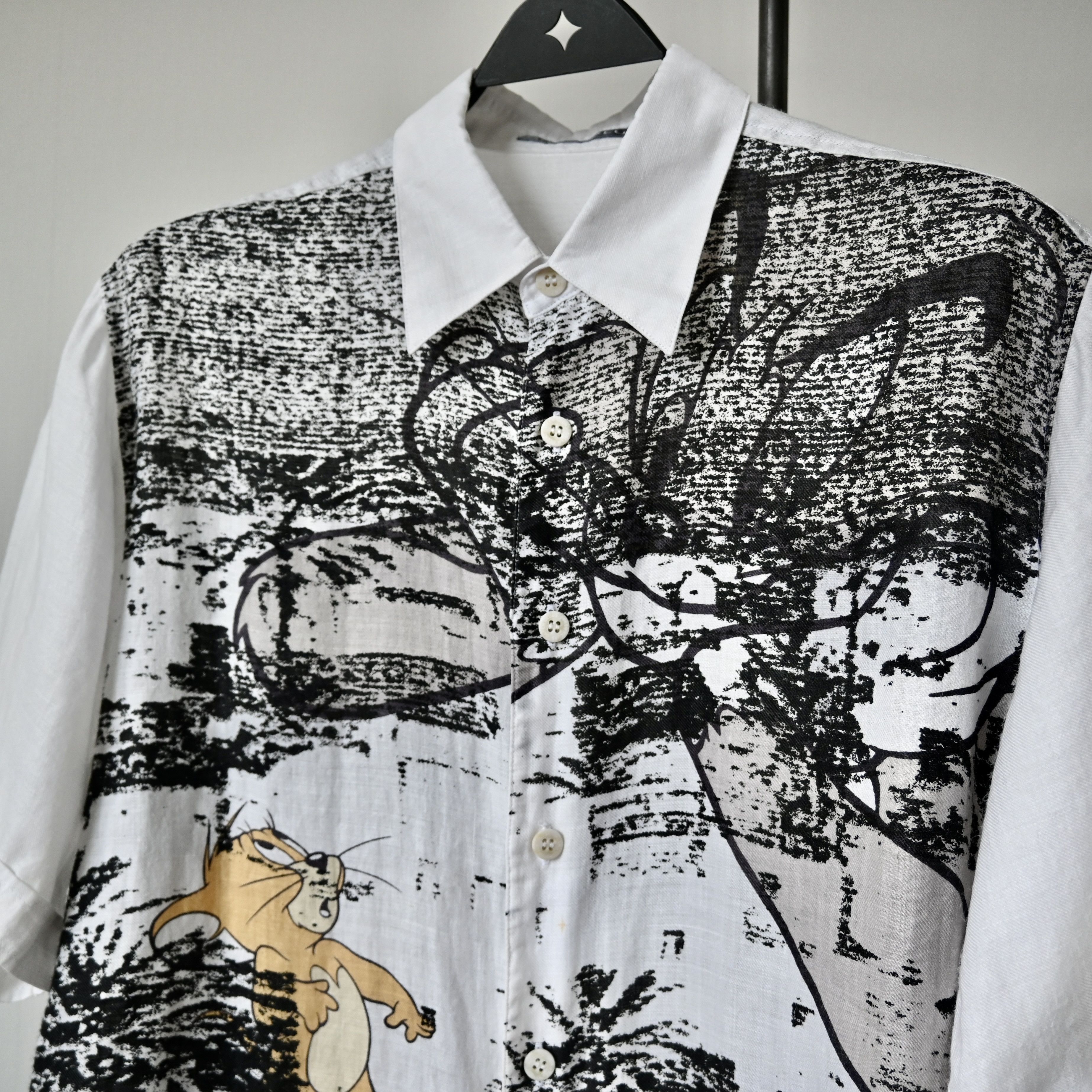 Japanese Brand 2000s GREEN CLUBS double silkscreened TOM&JERRY linen shirt Size US M / EU 48-50 / 2 - 5 Thumbnail