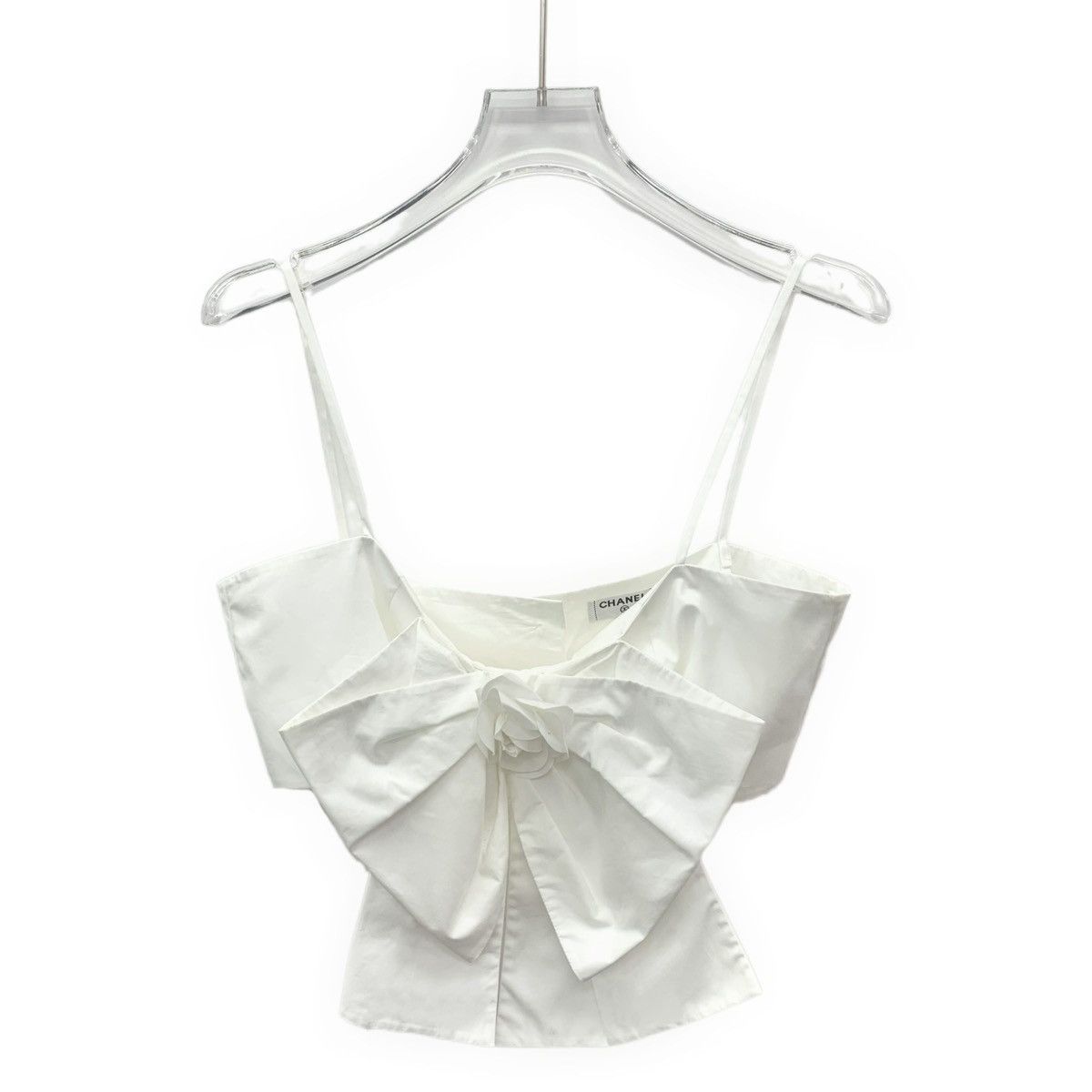 Chanel Chanel 20C White Cotton Bow Camellia Bandeau Camisole K26WX Size S / US 4 / IT 40 - 1 Thumbnail