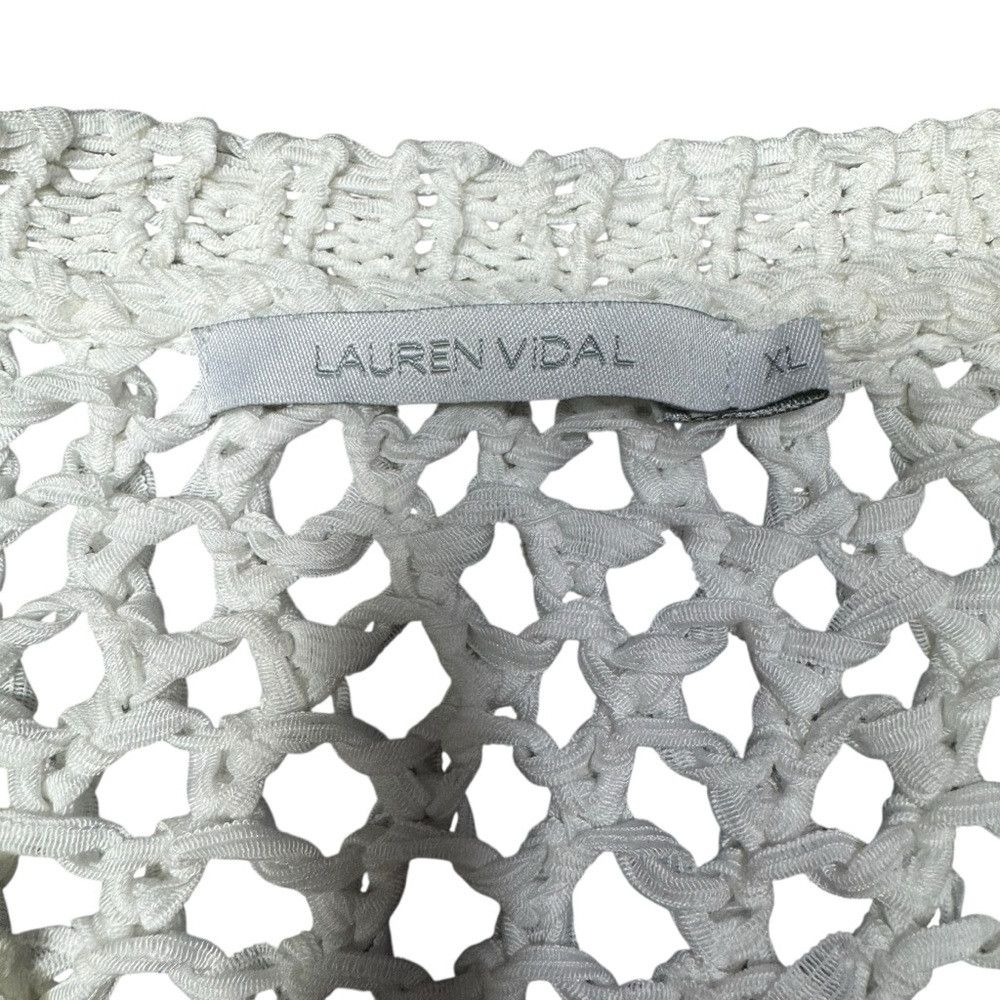 Other Lauren Vidal V-Neck Open Knit White Long Sleeve Sweater Siz Size XL / US 12-14 / IT 48-50 - 6 Thumbnail