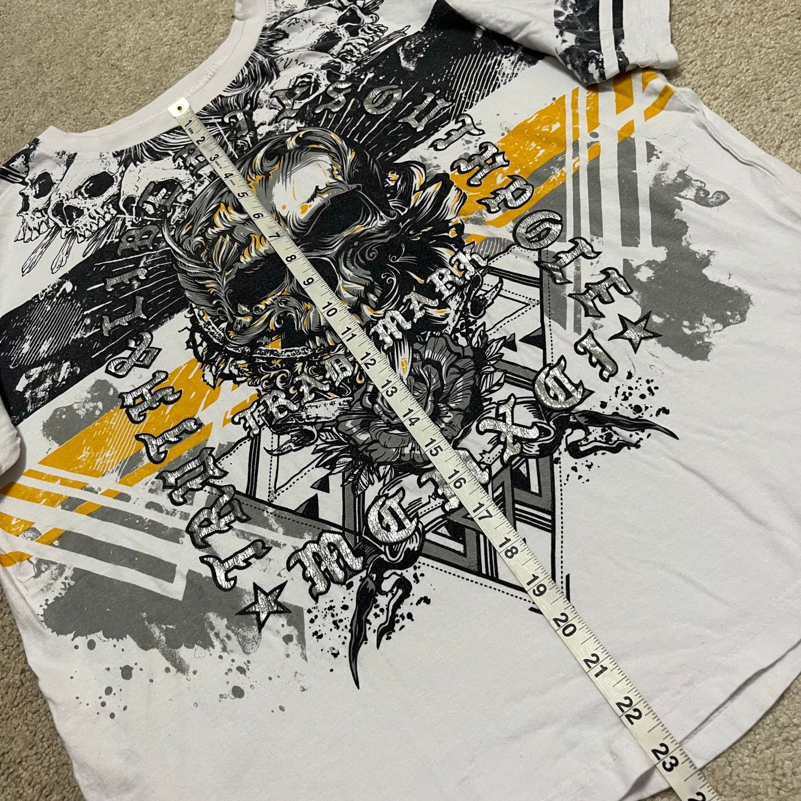 Southpole Southpole Y2K Skater Grunge Skull All Over White Shirt Large Size US L / EU 52-54 / 3 - 4 Thumbnail