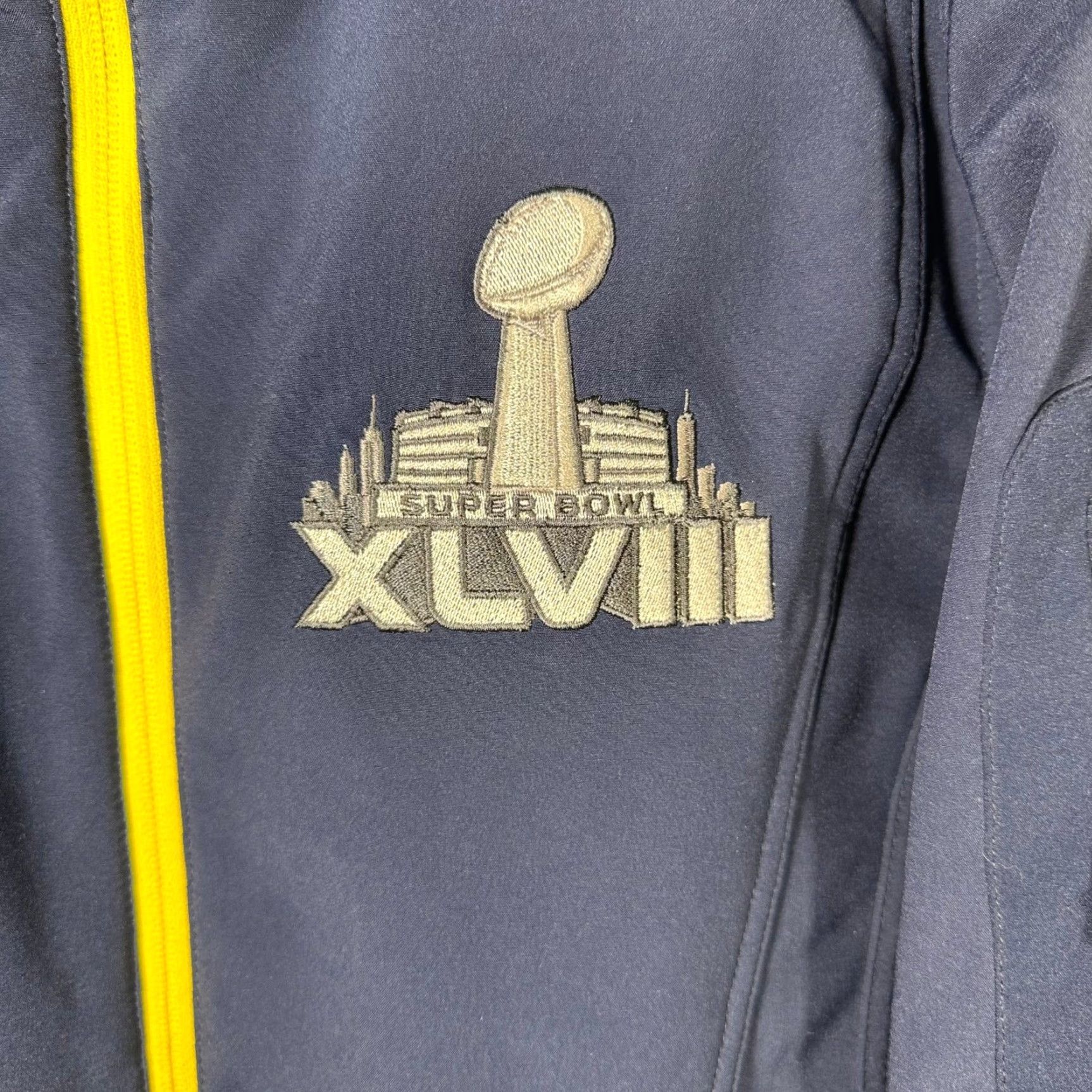 NFL NFL Super Bowl XLVIII Navy Blue Softshell Full Zip Jacket Mens Embroidered Size US M / EU 48-50 / 2 - 3 Thumbnail