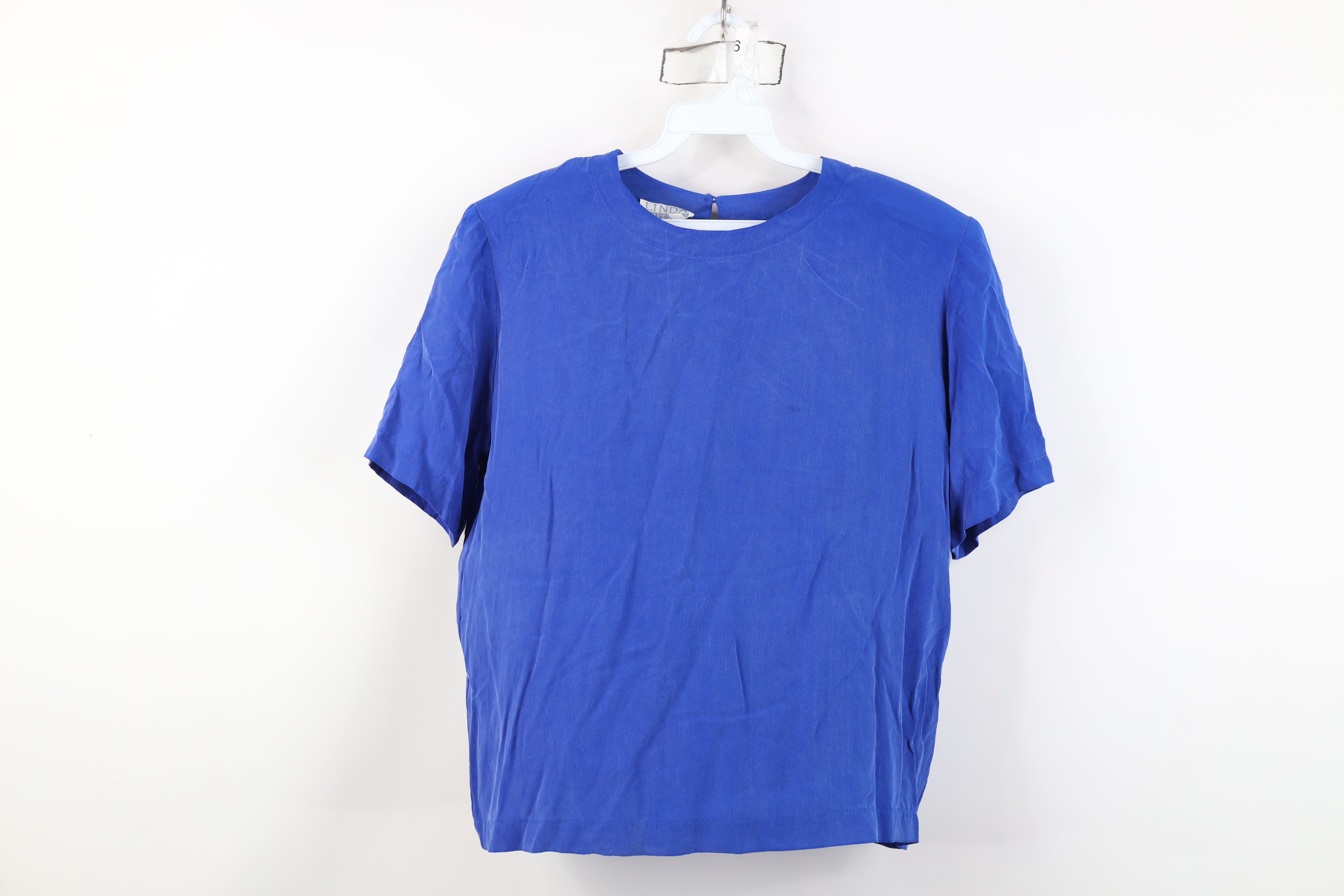 Vintage Vintage 90s Streetwear Blank Silk Short Sleeve Shirt Blue Size L / US 10 / IT 46 - 1 Thumbnail