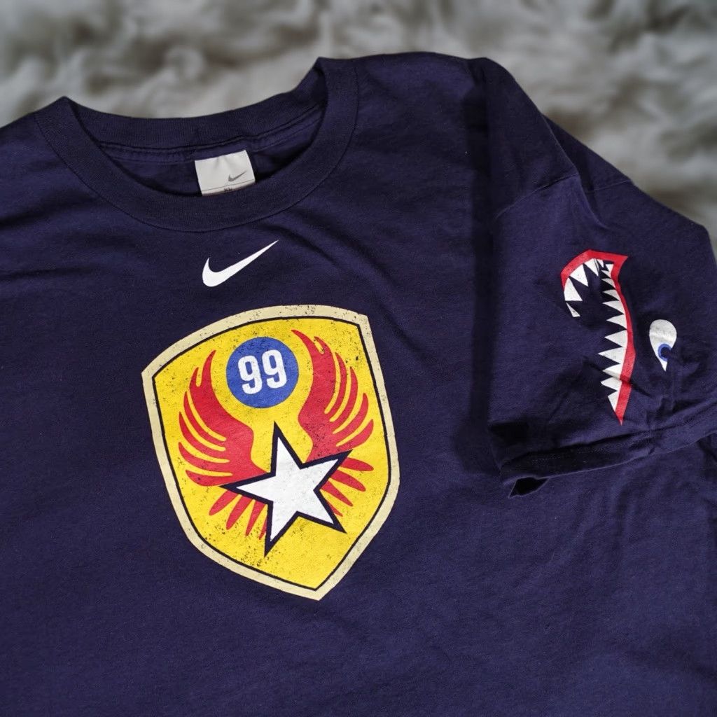 Nike VINTAGE Nike Military Graphic T-Shirt Mens XL Oversized Blue Y2K Size US XL / EU 56 / 4 - 1 Thumbnail