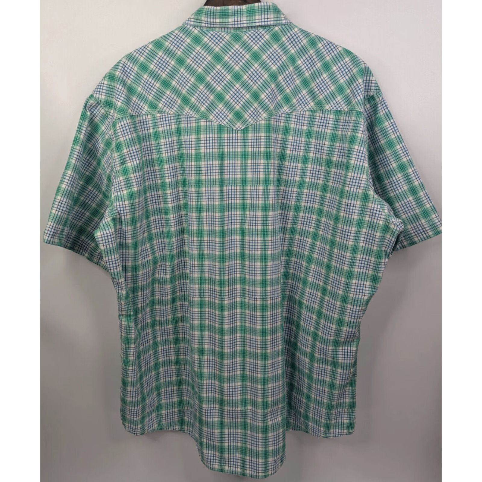 Wrangler Wrangler 20X Competition Advance Comfort Green Plaid Short Sleeve 2XL Pearl Snap Button-Up Shirt Mens Size US 39 - 3 Thumbnail