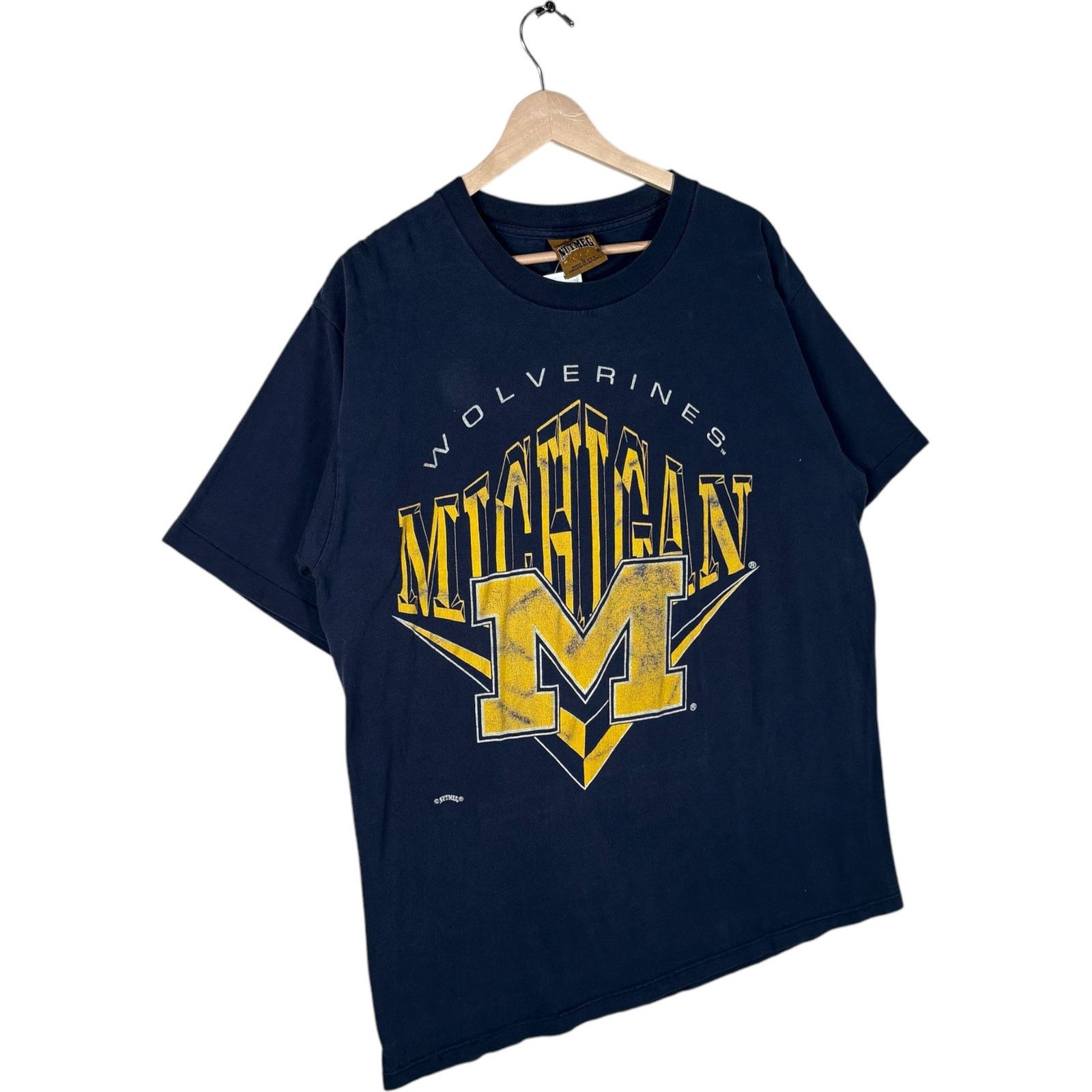 Nutmeg VTG Nutmeg University Of Michigan Wolverines Tee 90s L Size US L / EU 52-54 / 3 - 4 Thumbnail