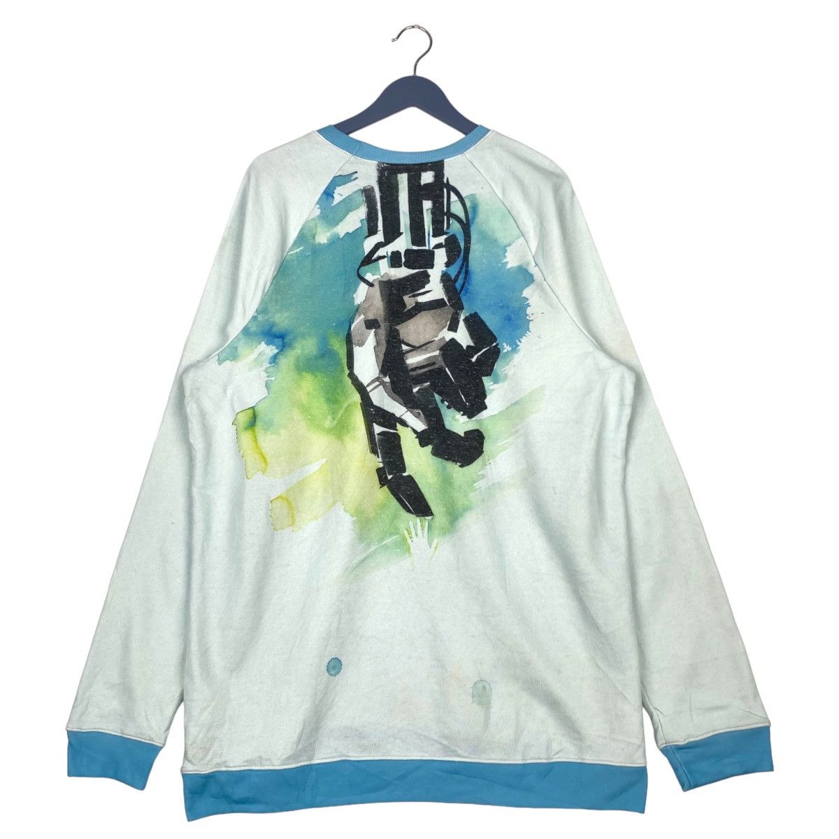Vintage Vintage HeroTime Full Print Crewneck Sweatshirt Blue Size US XL / EU 56 / 4 - 7 Thumbnail