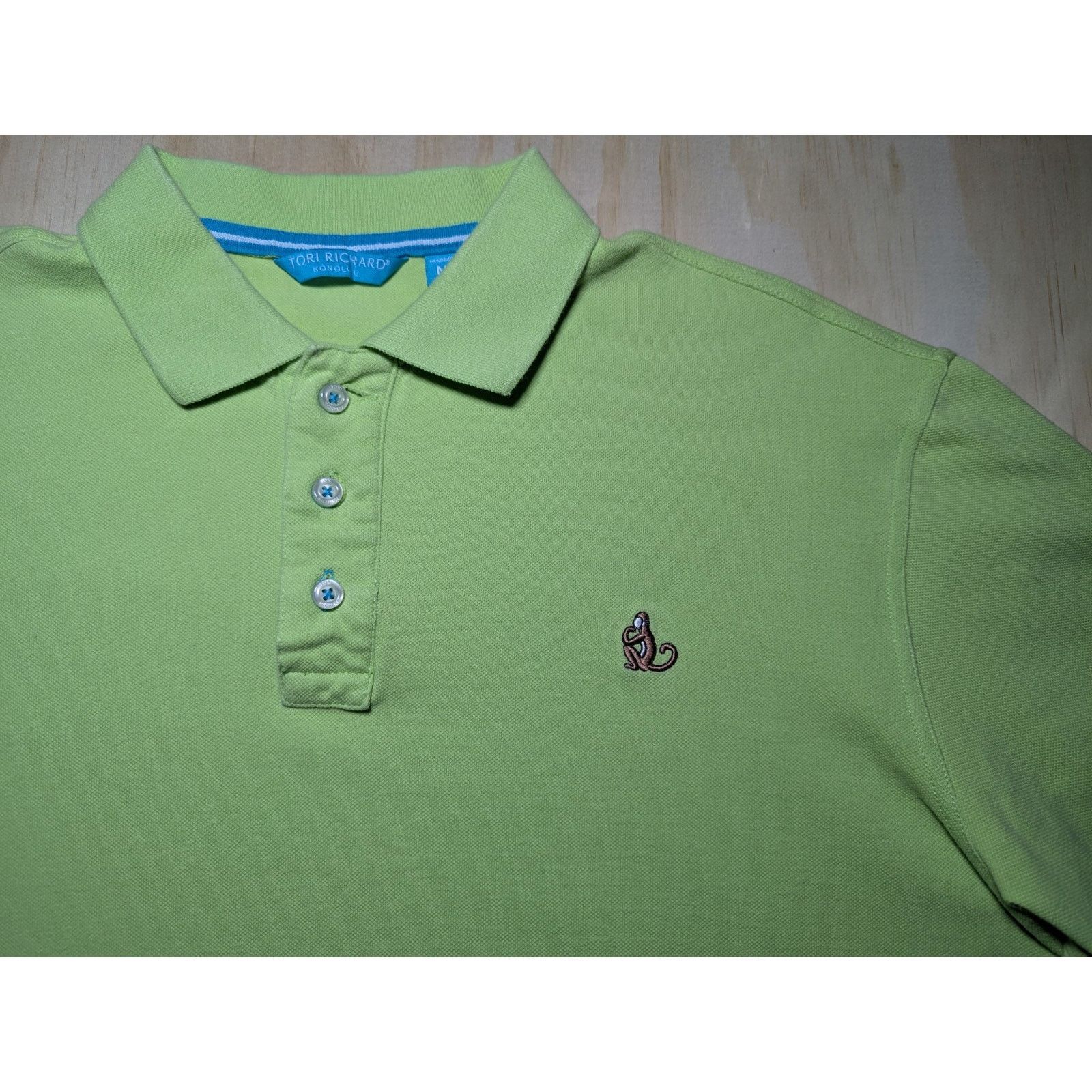 Tori Richard Tori Richard Men's Medium Polo Shirt Solid Pique Monkey Size US M / EU 48-50 / 2 - 4 Thumbnail