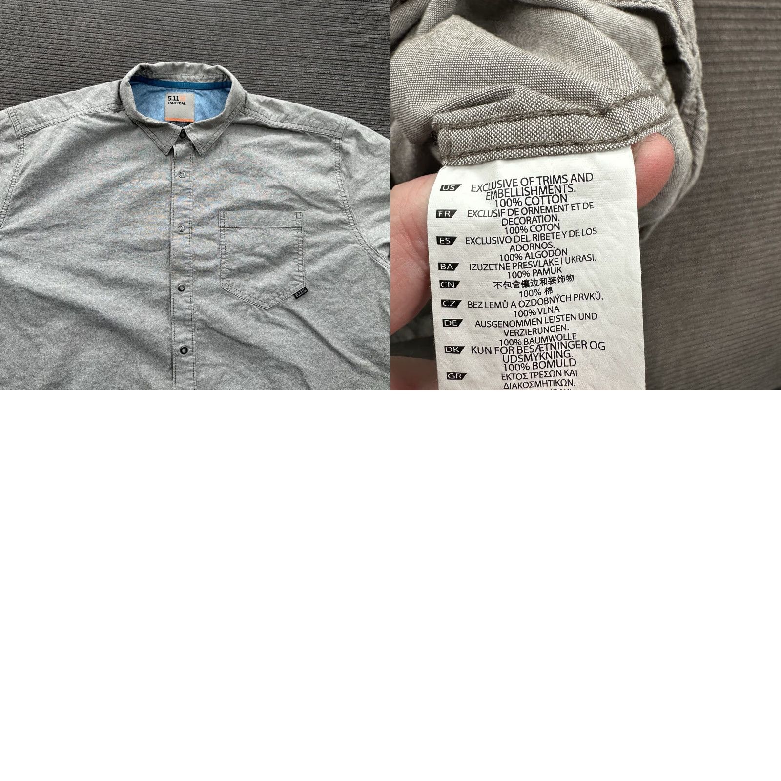 Vintage 5.11 Tactical Shirt Men 2XL Gray Cotton Button-Up Short Sleeve Outdoor Casual Pockets Global Outdoor Authority Mens Regular Size US XXL / EU 58 / 5 - 8 Thumbnail