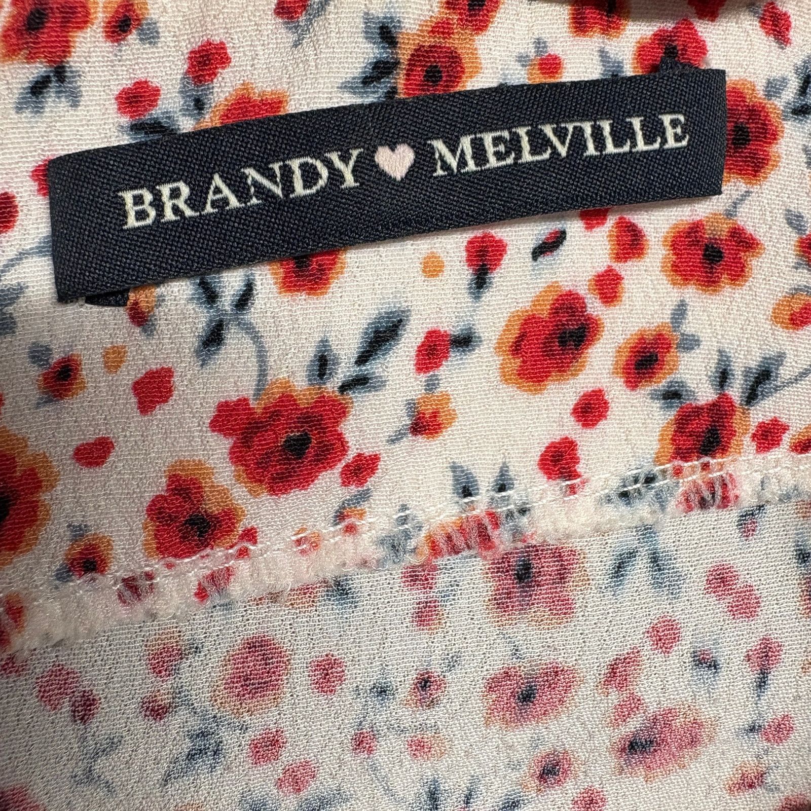 Brandy Melville Brandy Melville Floral Mini Skirt Red White Viscose One Size Size 25" / US 0 / IT 36 - 3 Thumbnail