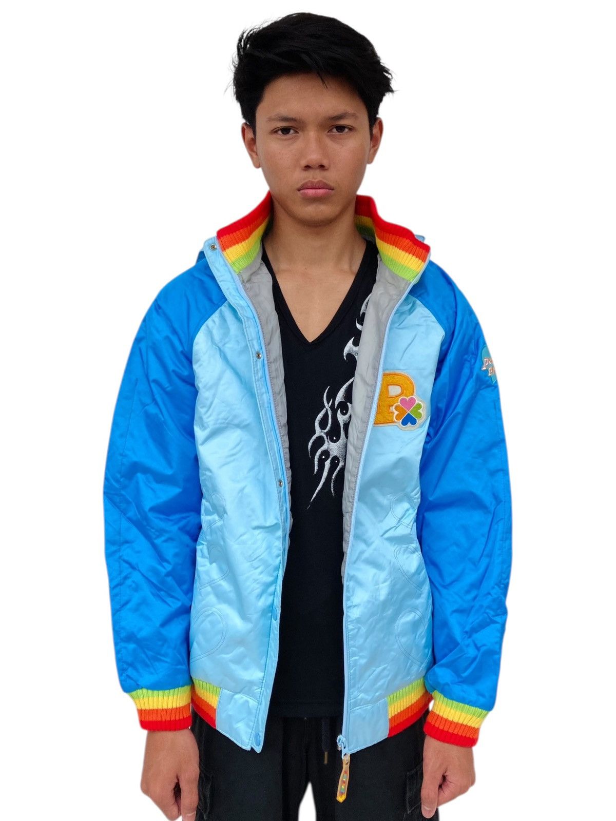 Hysteric Glamour 1990s Phenix - Hooded Varsity Multicolor Rib Jacket Size US M / EU 48-50 / 2 - 2 Thumbnail